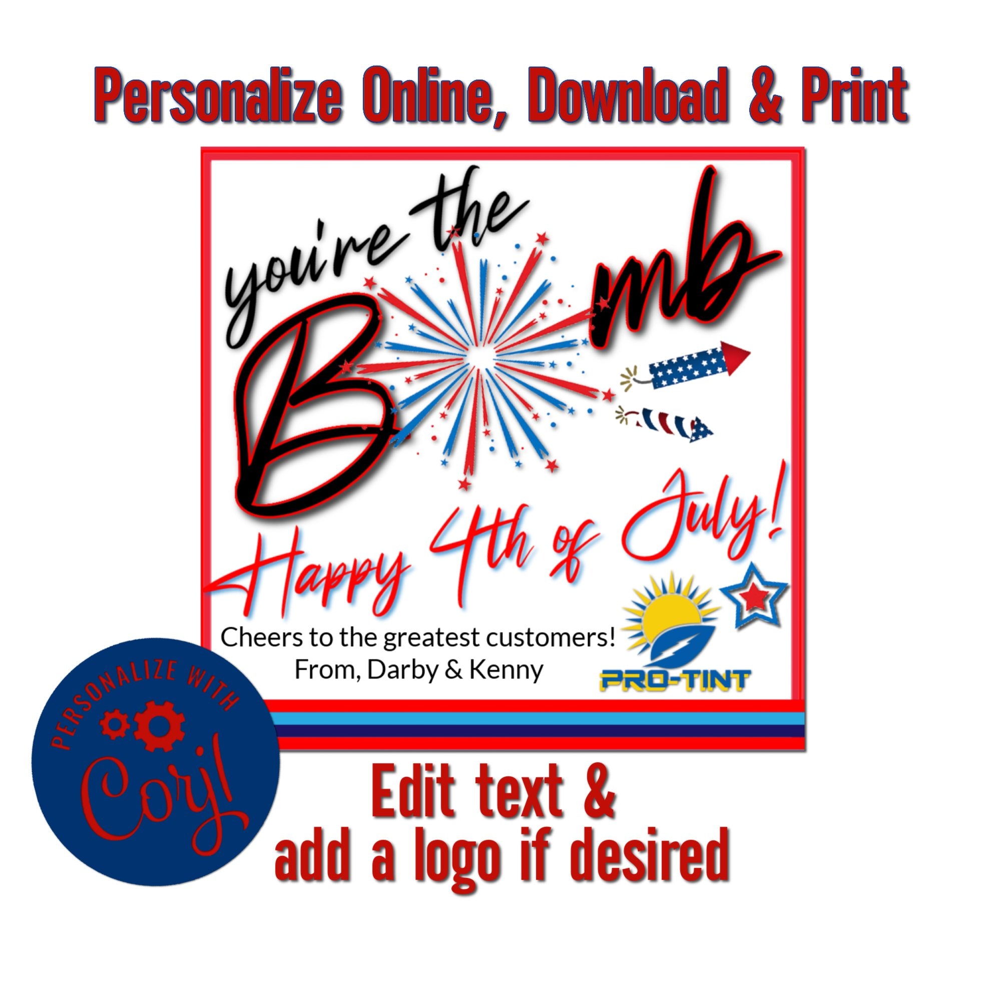 Personalized Options Shown: Customize Text and Colors For Your Personal or Professional Use.