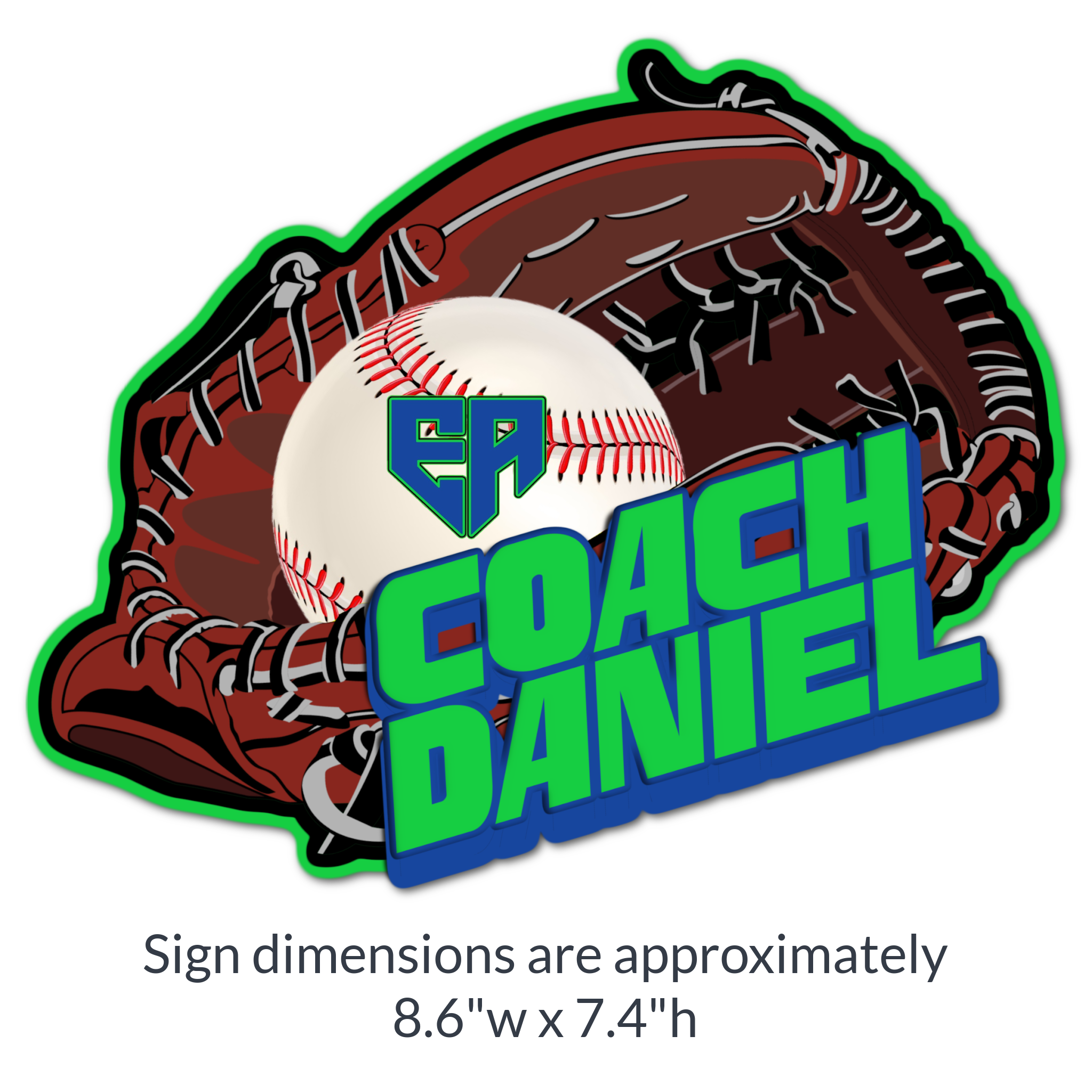 Custom Baseball Glove Locker Decoration Cut Out Dimensions.