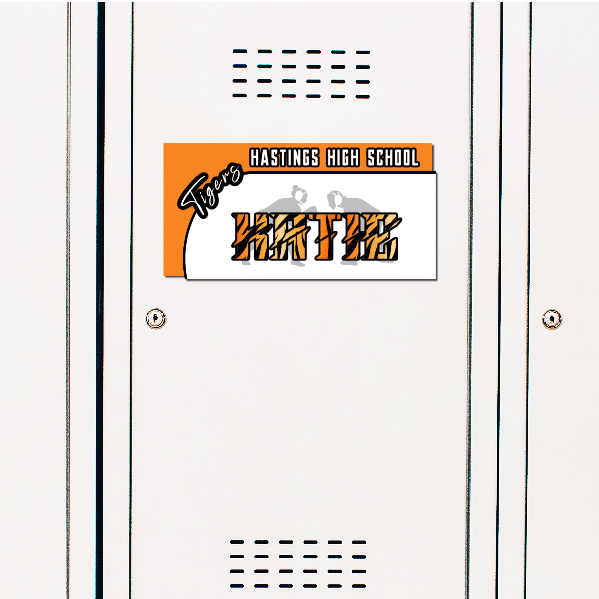 Custom Rectangle Wrestling Locker Decoration in Team or School Colors.