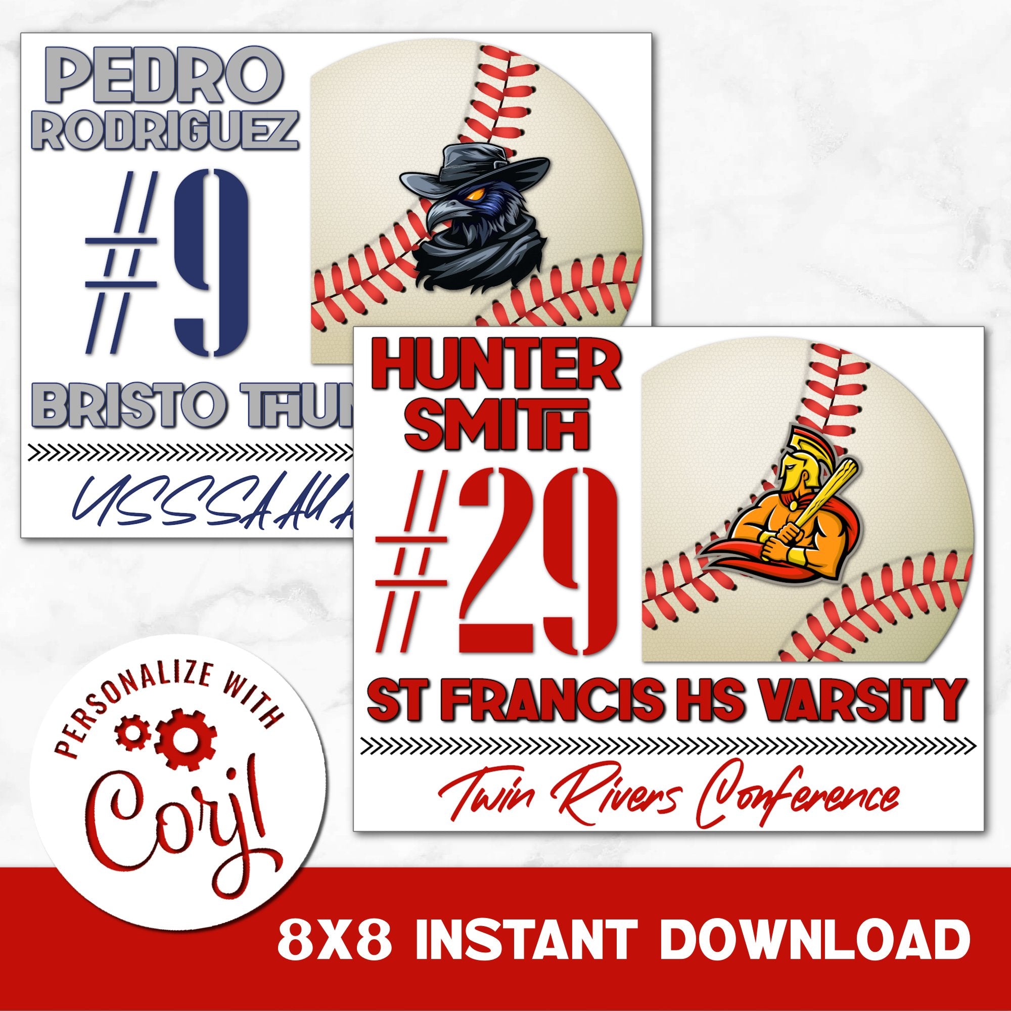 Instant Download Printable Baseball Sign You Can Personalize.