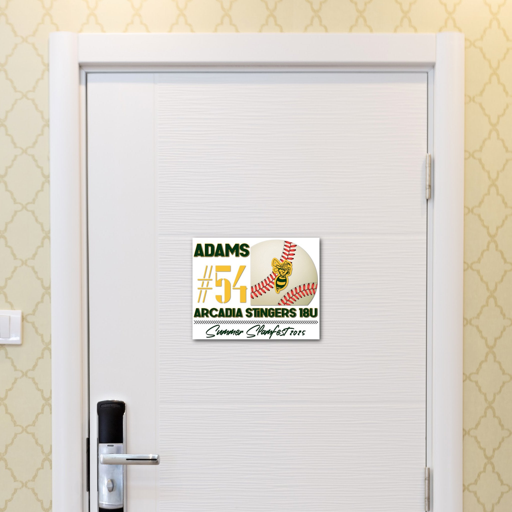 Custom Printable Baseball Hotel Door Decoration in Team Colors.