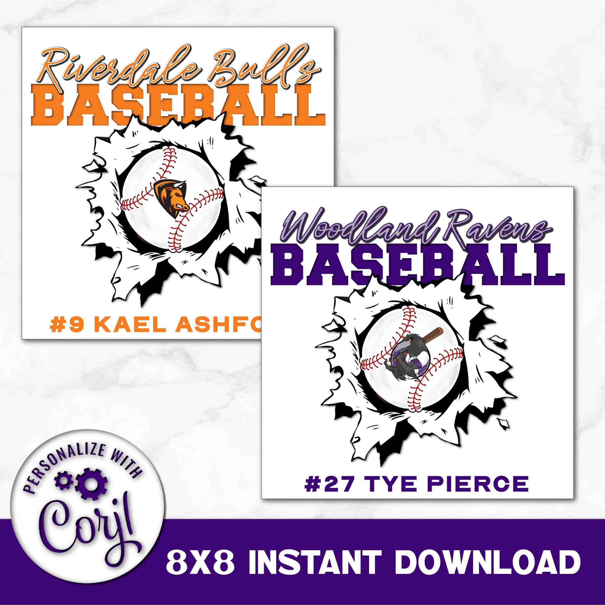 Instant Download Printable Baseball Sign You Can Personalize in Corjl.