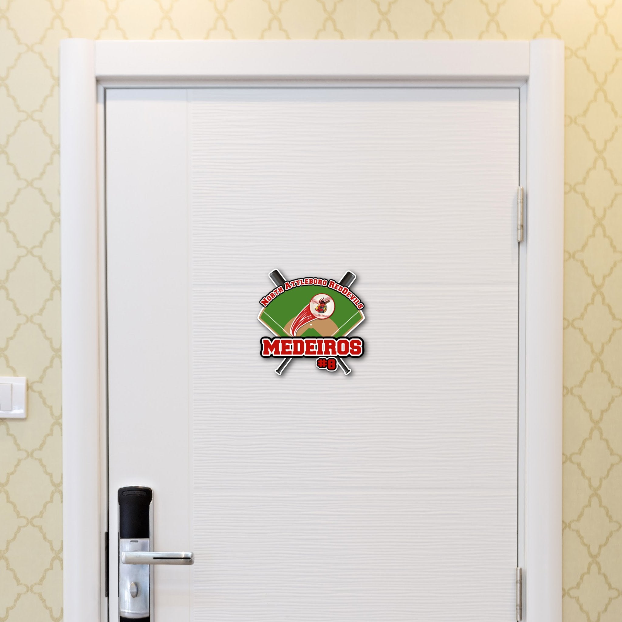Custom Baseball Diamond with Bats Tournament Hotel Door Sign.