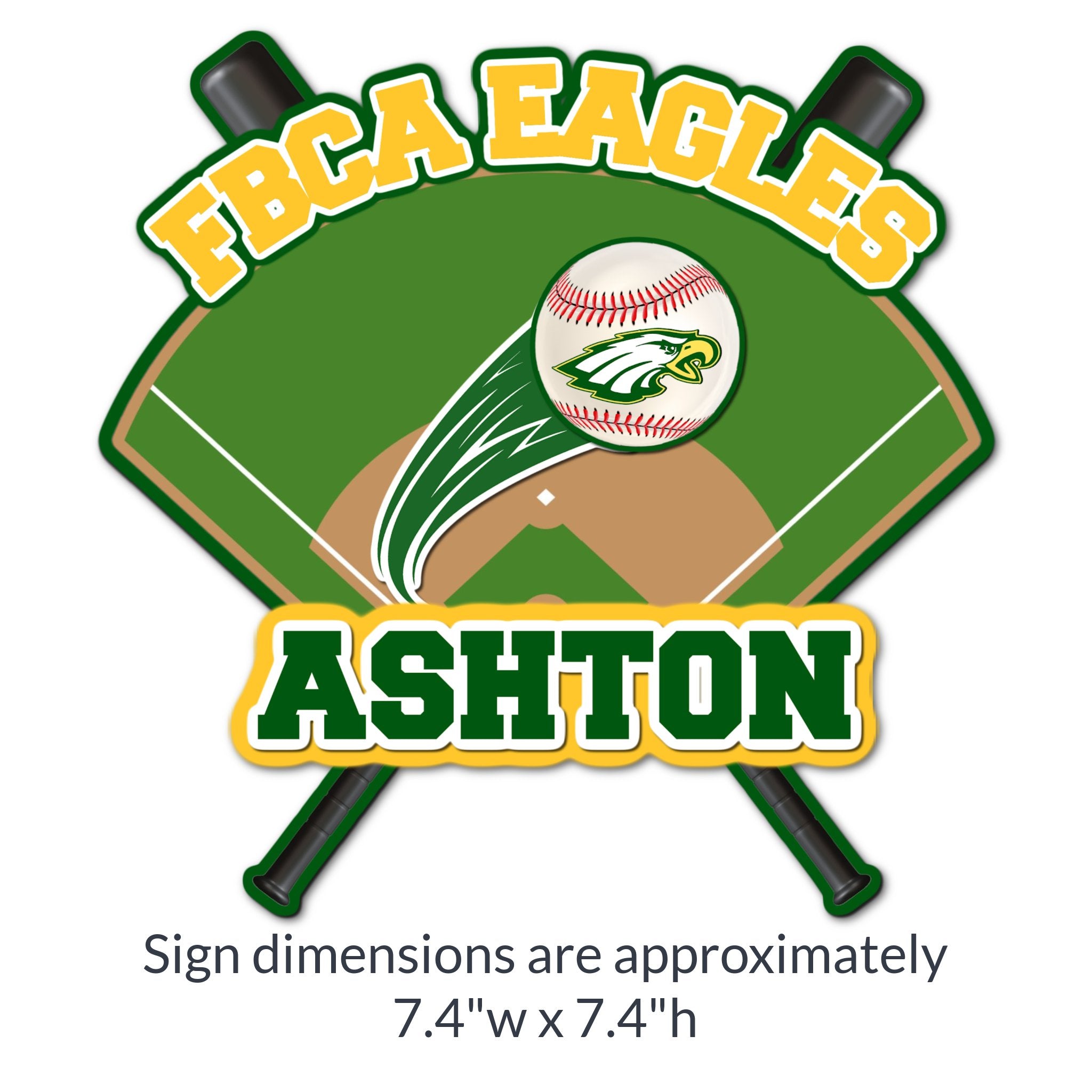 Custom Baseball Diamond with Bats Locker Decoration Cut Out Dimensions.