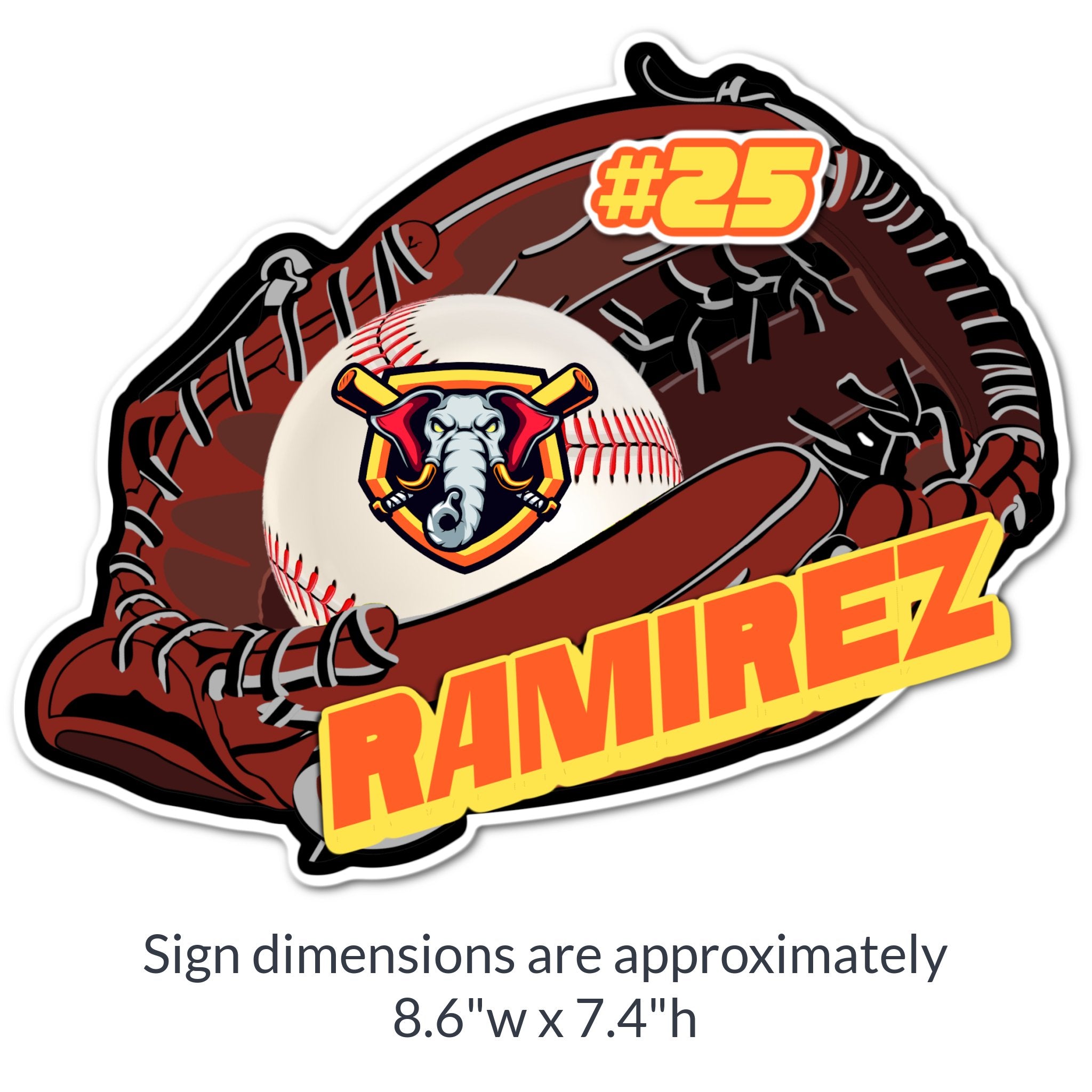 Custom Baseball Glove Locker Decoration Cut Out Dimensions.