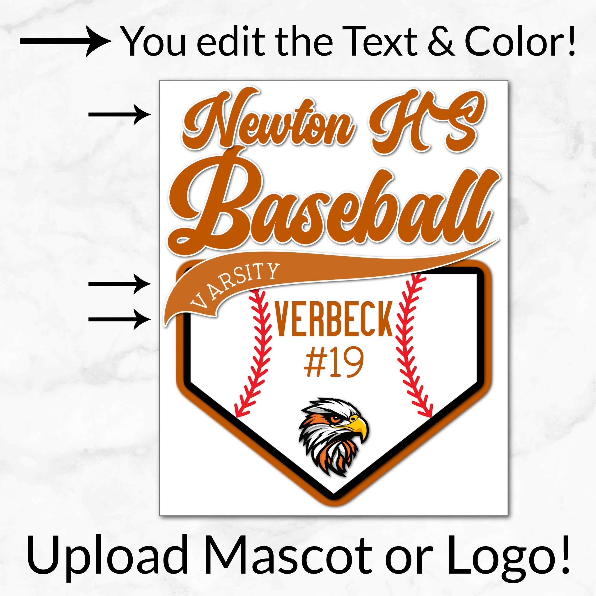 Personalized Options Shown: Customize Text and Colors For Your Team Design.