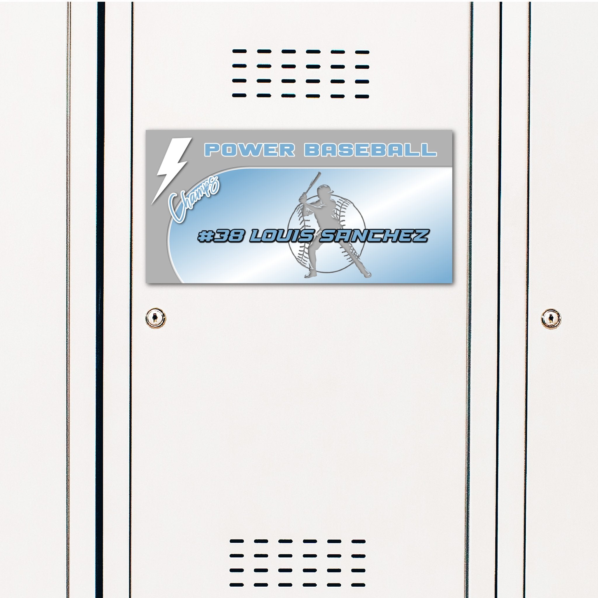 Custom Baseball Player Locker Decoration in Team or School Colors.
