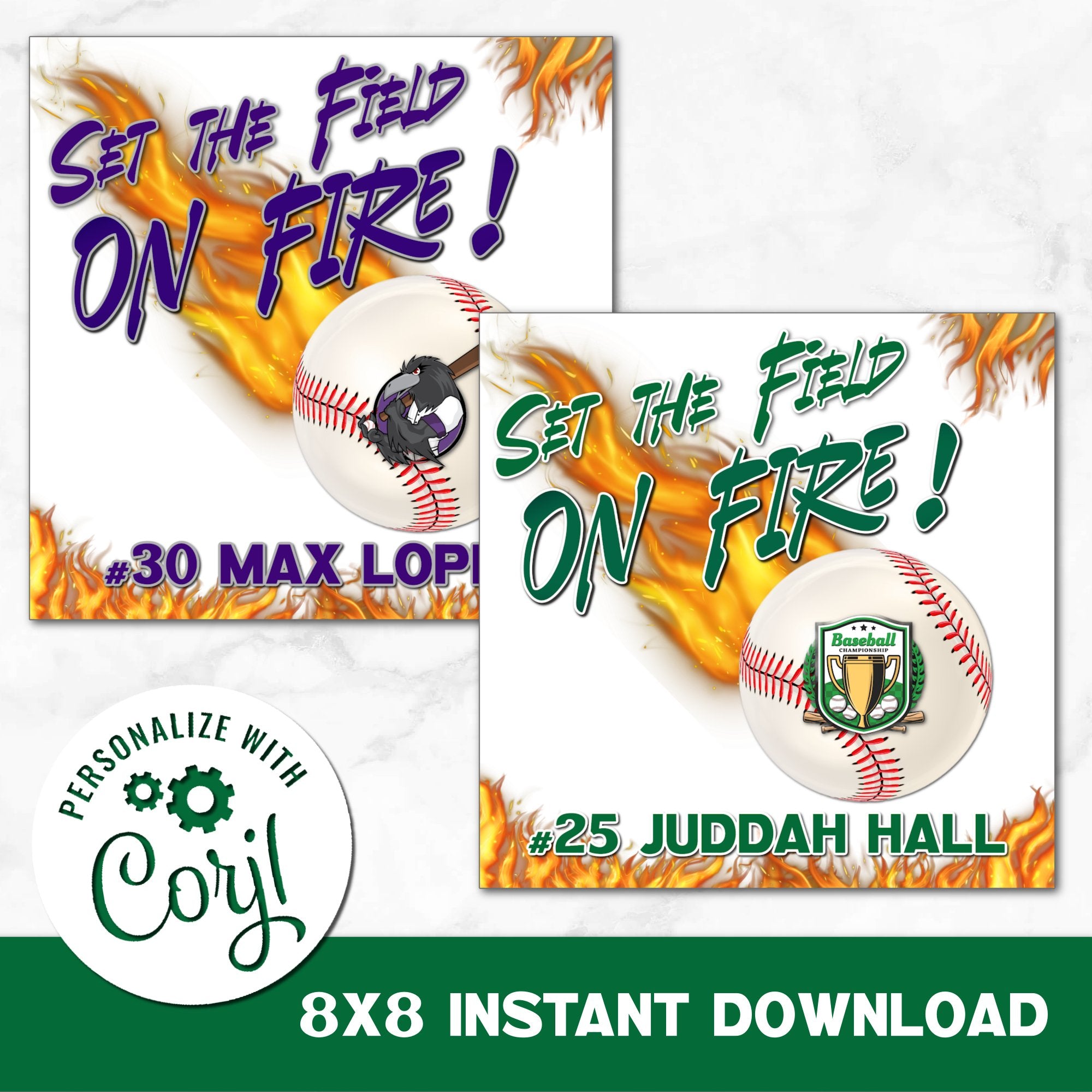 Instant Download Printable Baseball Sign You Can Personalize in Corjl.