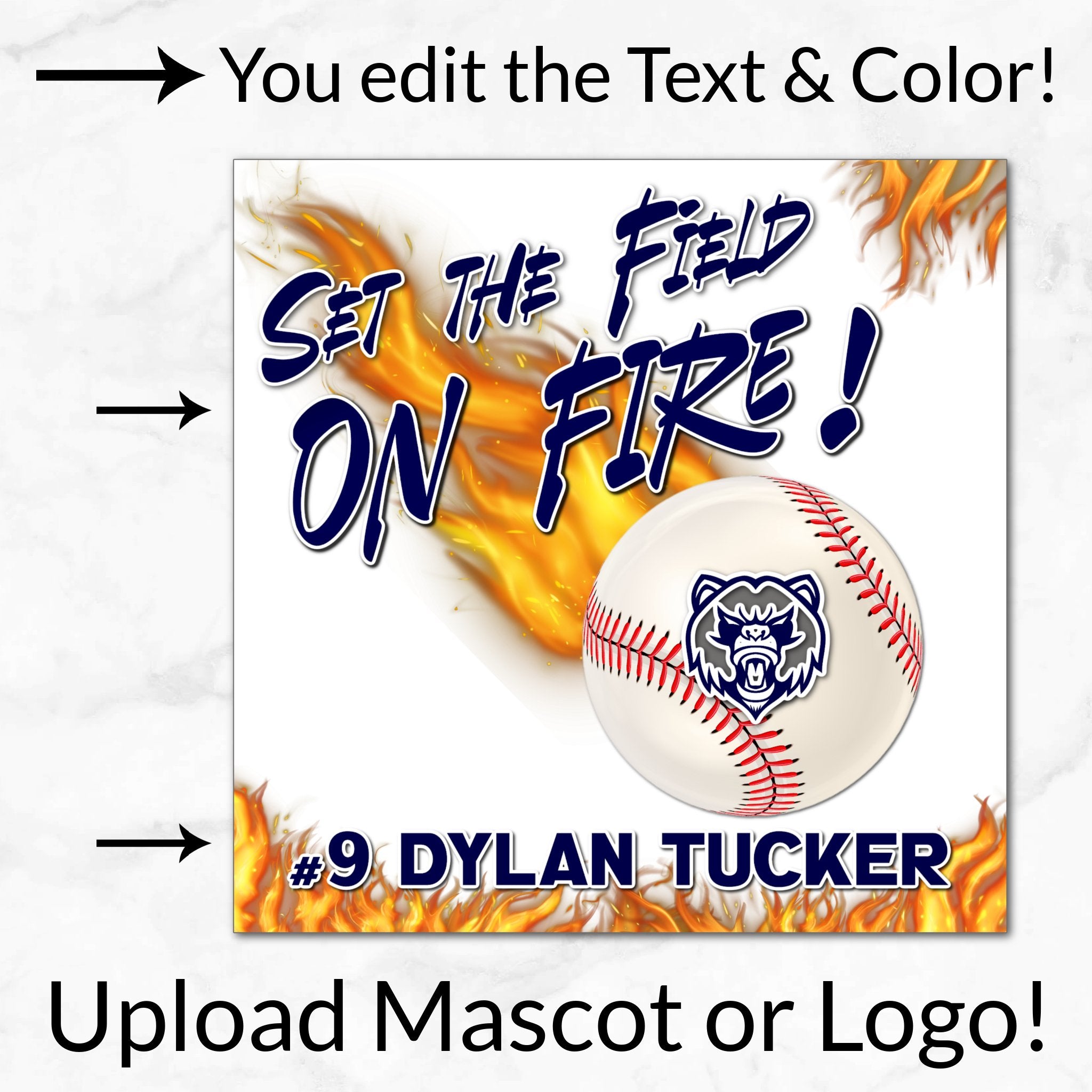 Personalized Options Shown: Customize Text and Colors For Your Team Design.