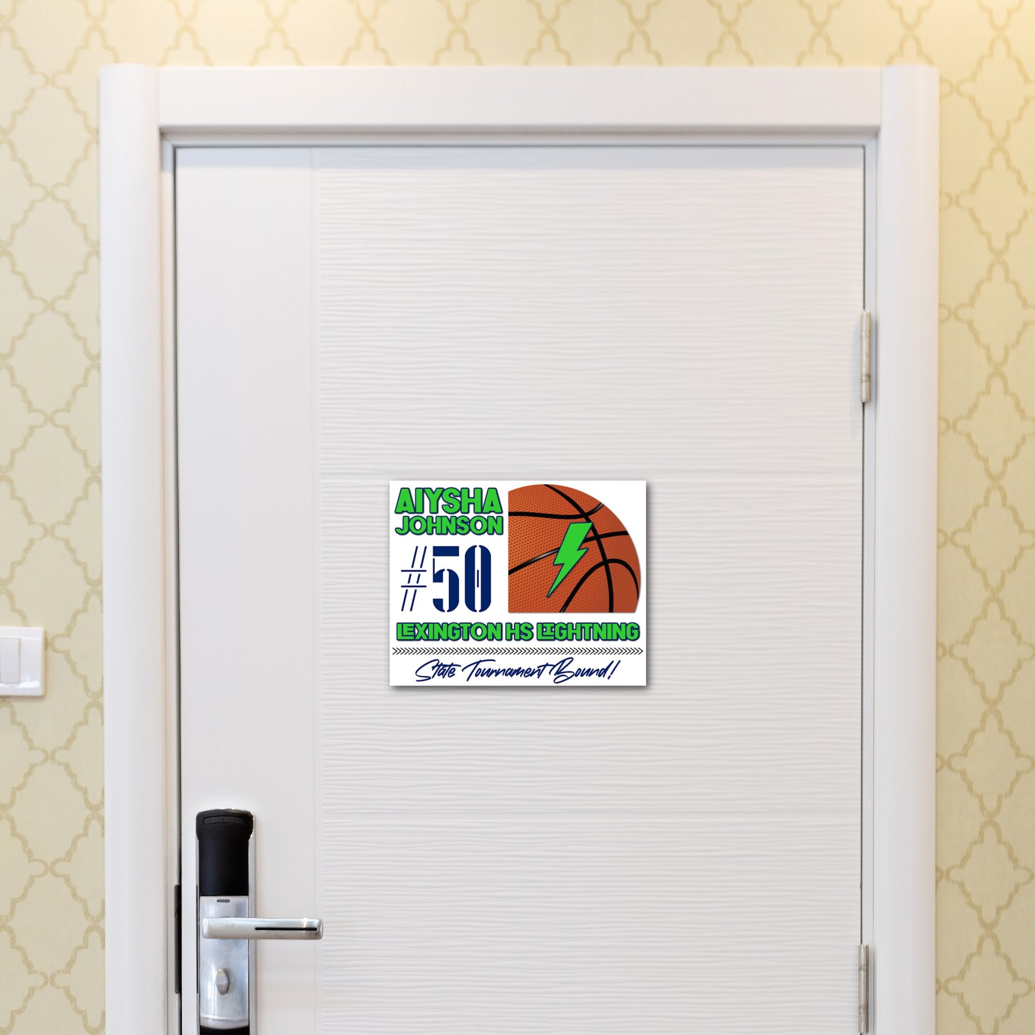 Custom Printable Basketball Team Hotel Door Decoration in Team Colors