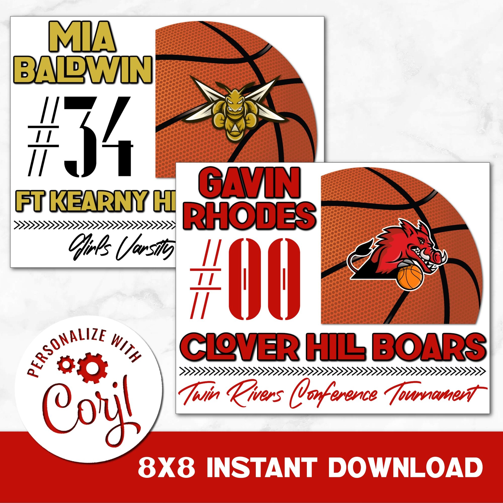 Instant Download Printable Basketball Sign You Can Personalize.