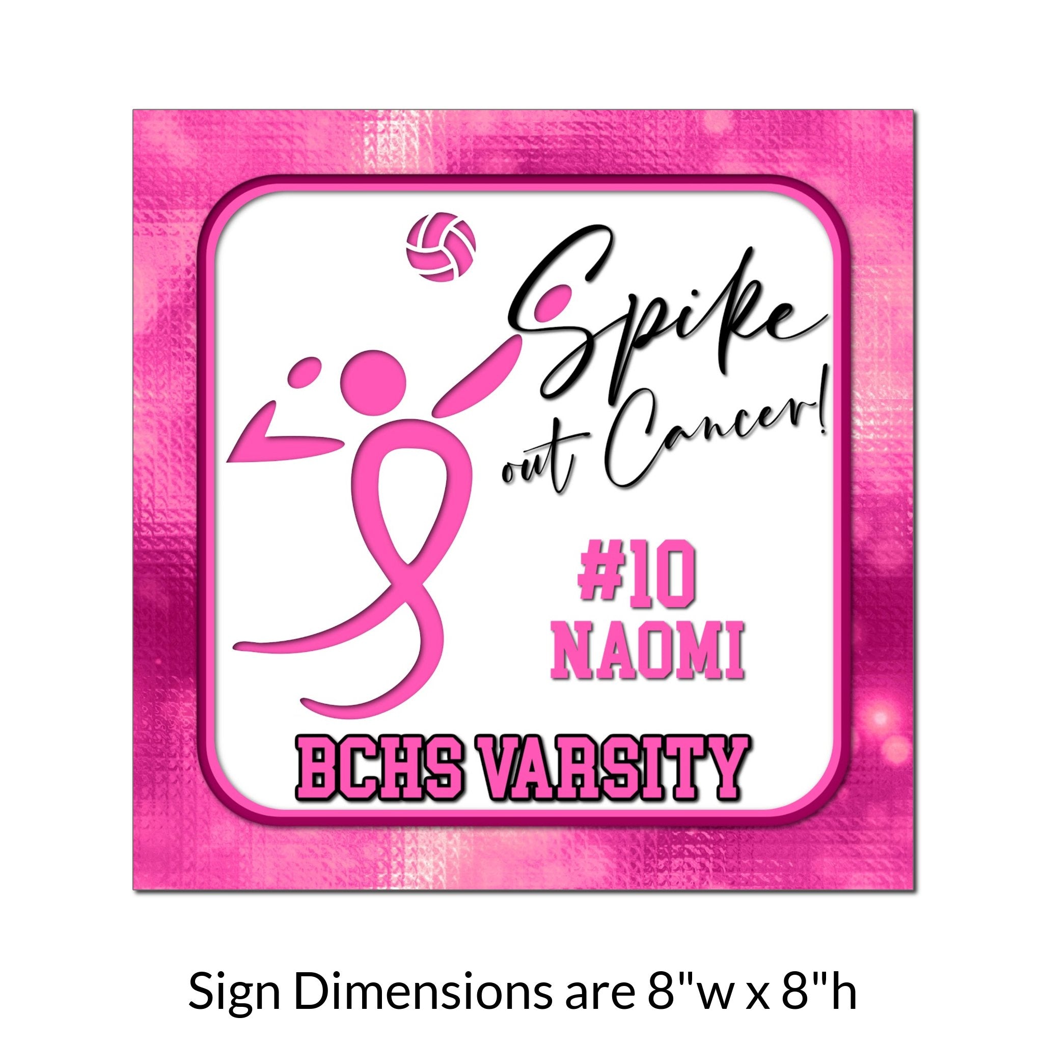 Breast Cancer Awareness Custom Printable Volleyball Sign.