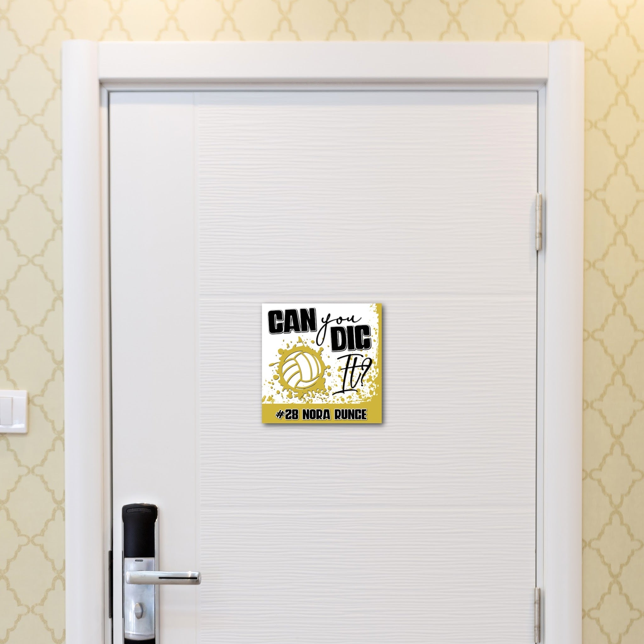 Custom Printable Volleyball Tournament Hotel Door Decoration in Team Colors.