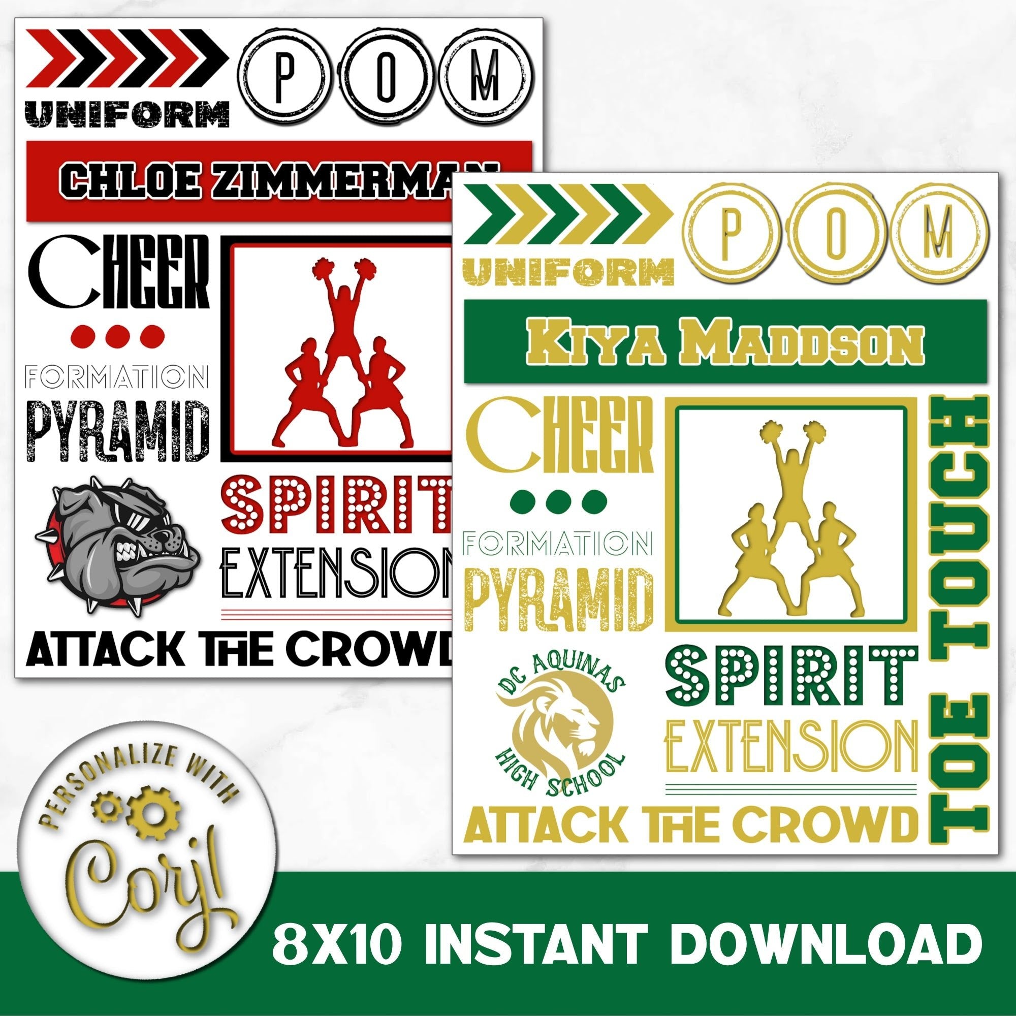 Instant Download Printable Cheerleading Collage Sign You Can Personalize in Corjl.