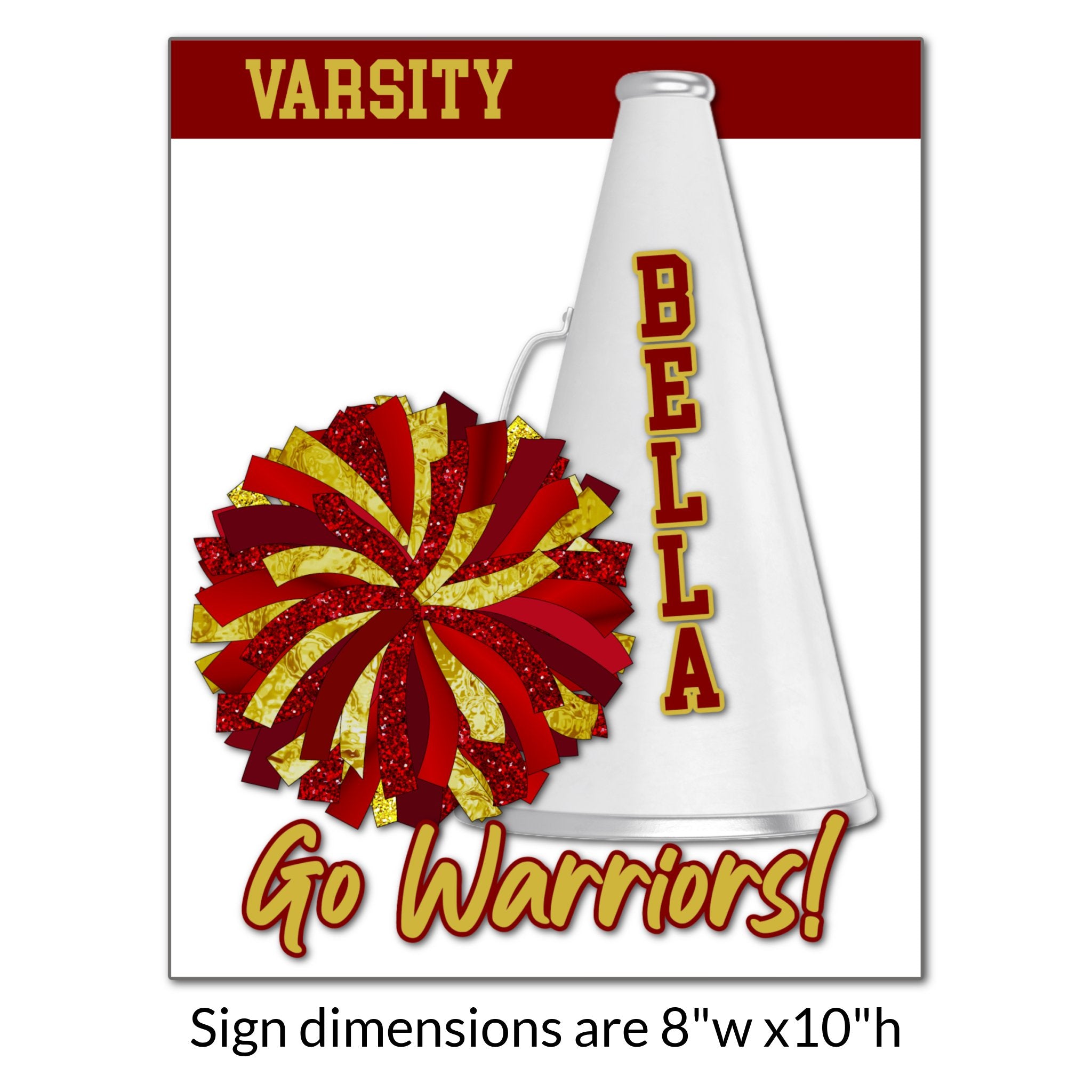 Custom Printable Cheer Squad Locker Tag Sign Dimensions.