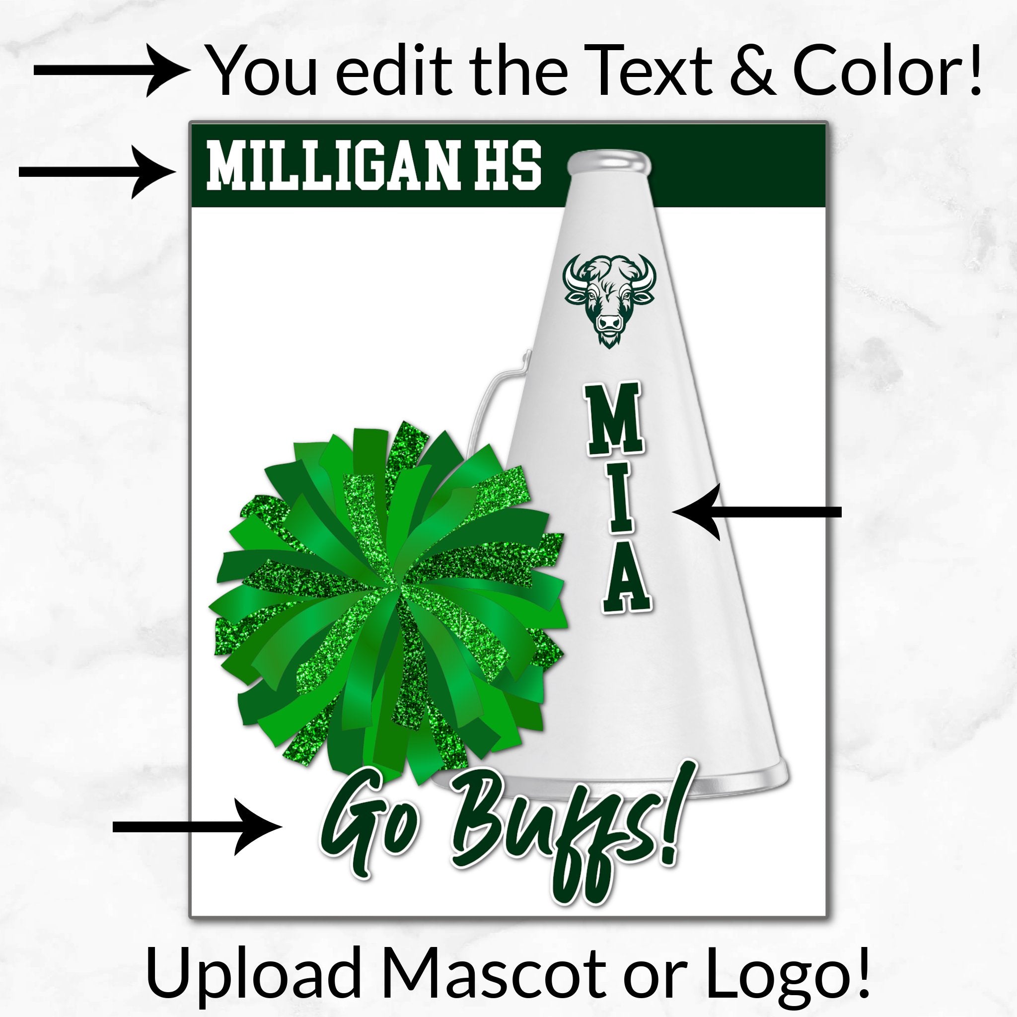 Personalized Options Shown: Customize Text and Colors For Your Team Design.
