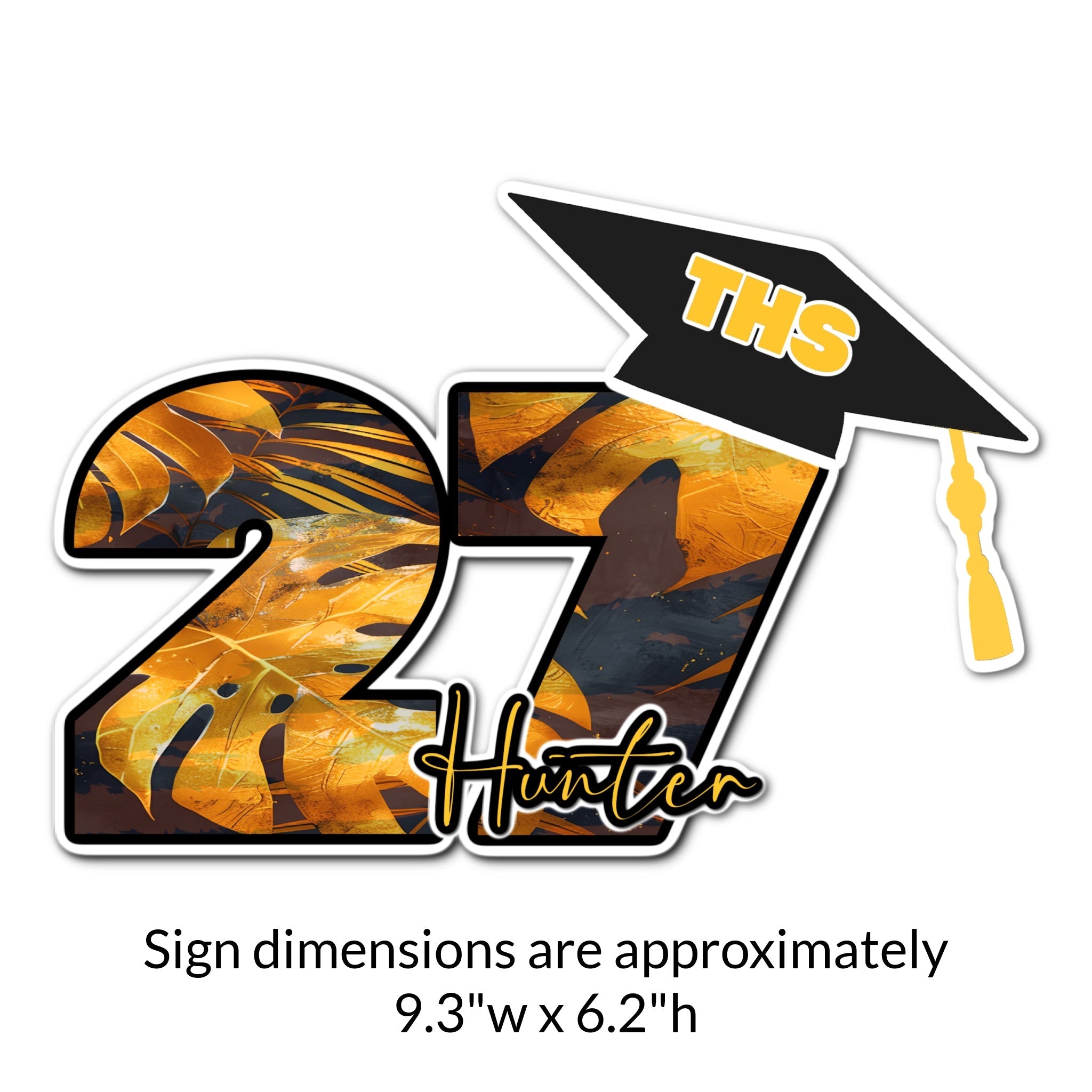 Custom Graduation Year with Grad Cap Locker Decoration in School Colors with Floral or Tropical Print