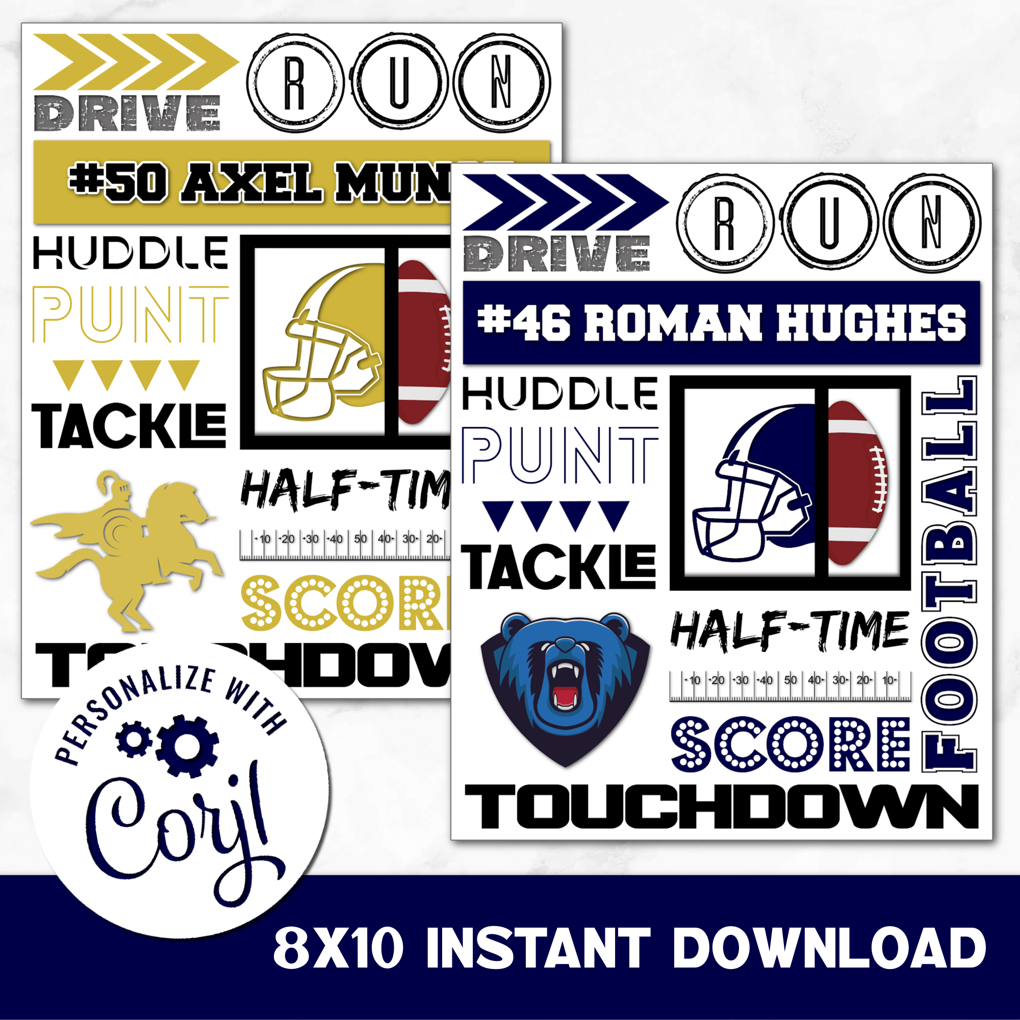 Instant download printable football collage sign you can personalize.