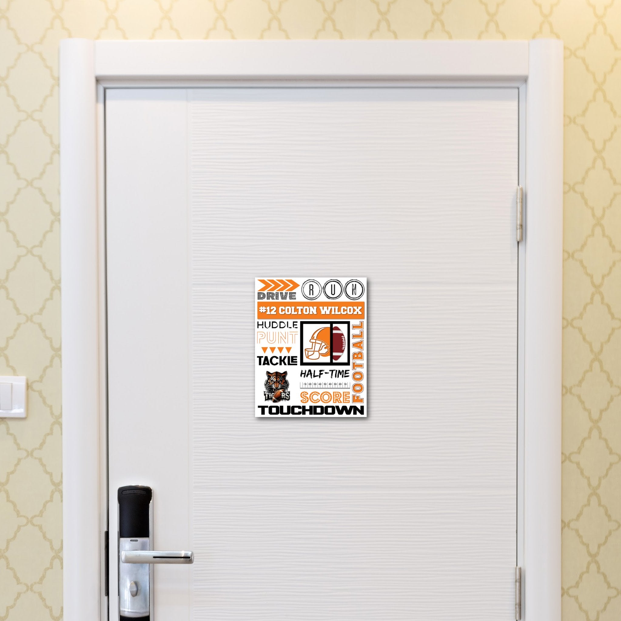 Custom Printable Football Collage Hotel Door Decoration in Team Colors