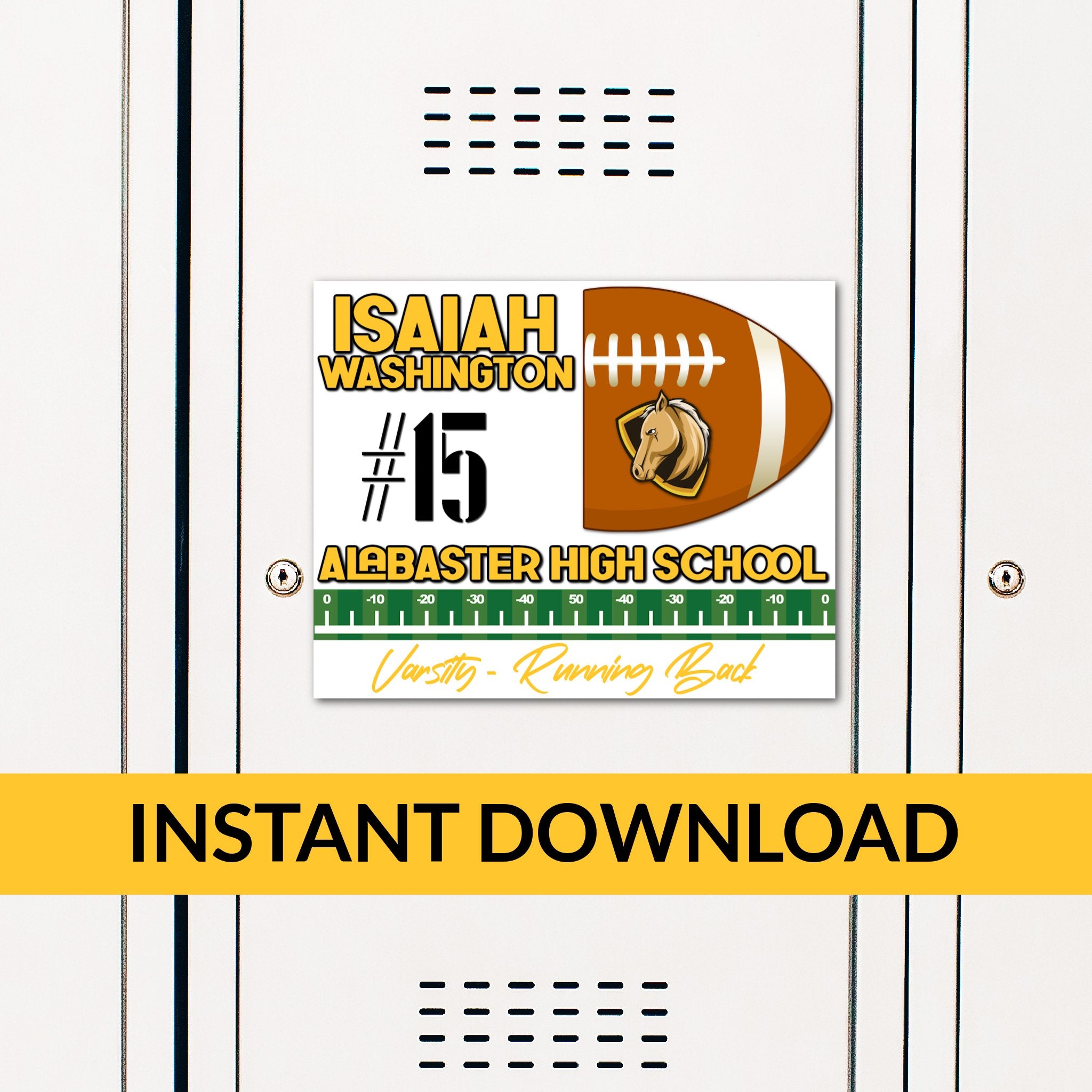 Custom Printable Football Locker Decoration in Team Colors.