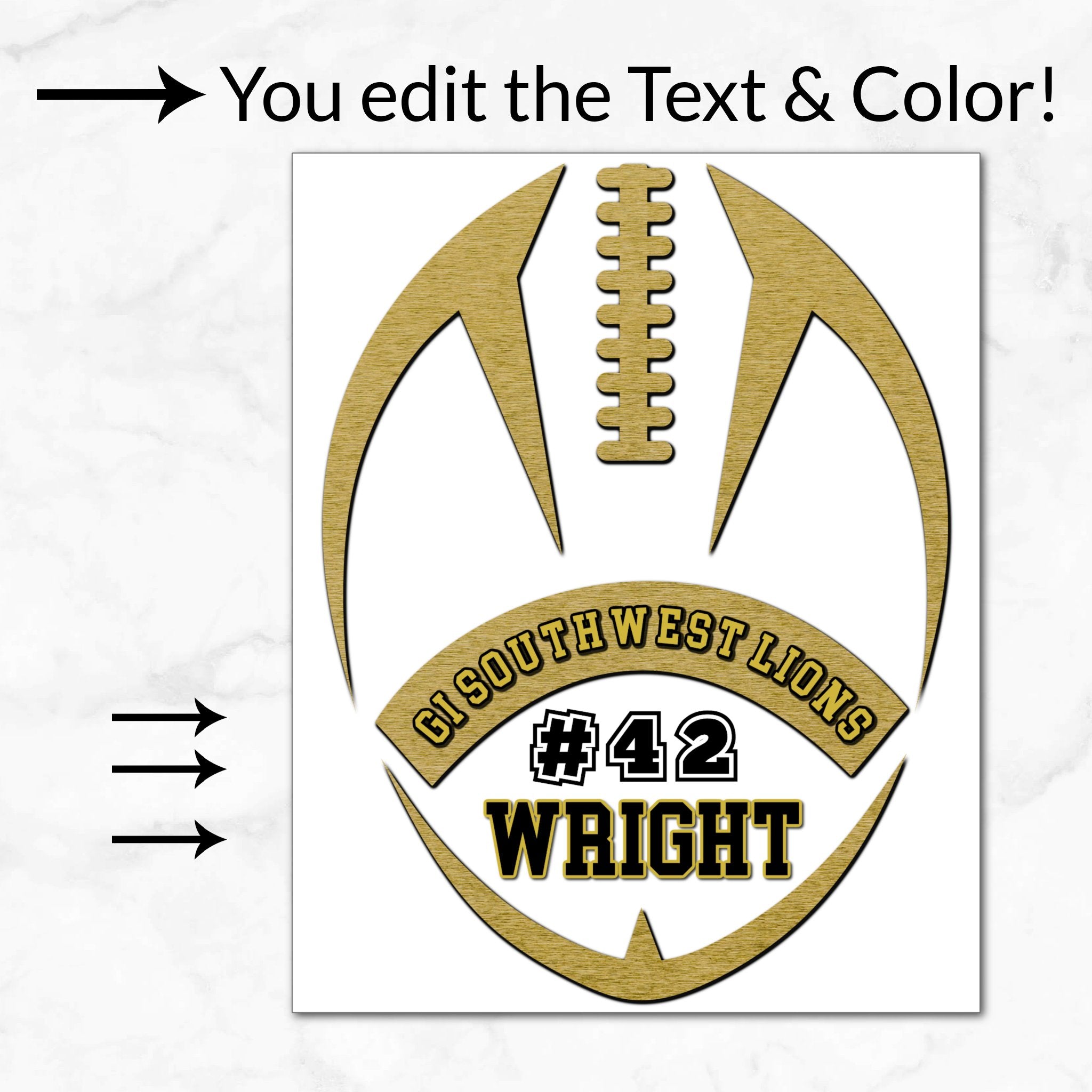 Personalized Options Shown: Customize Text and Colors For Your Team Design.