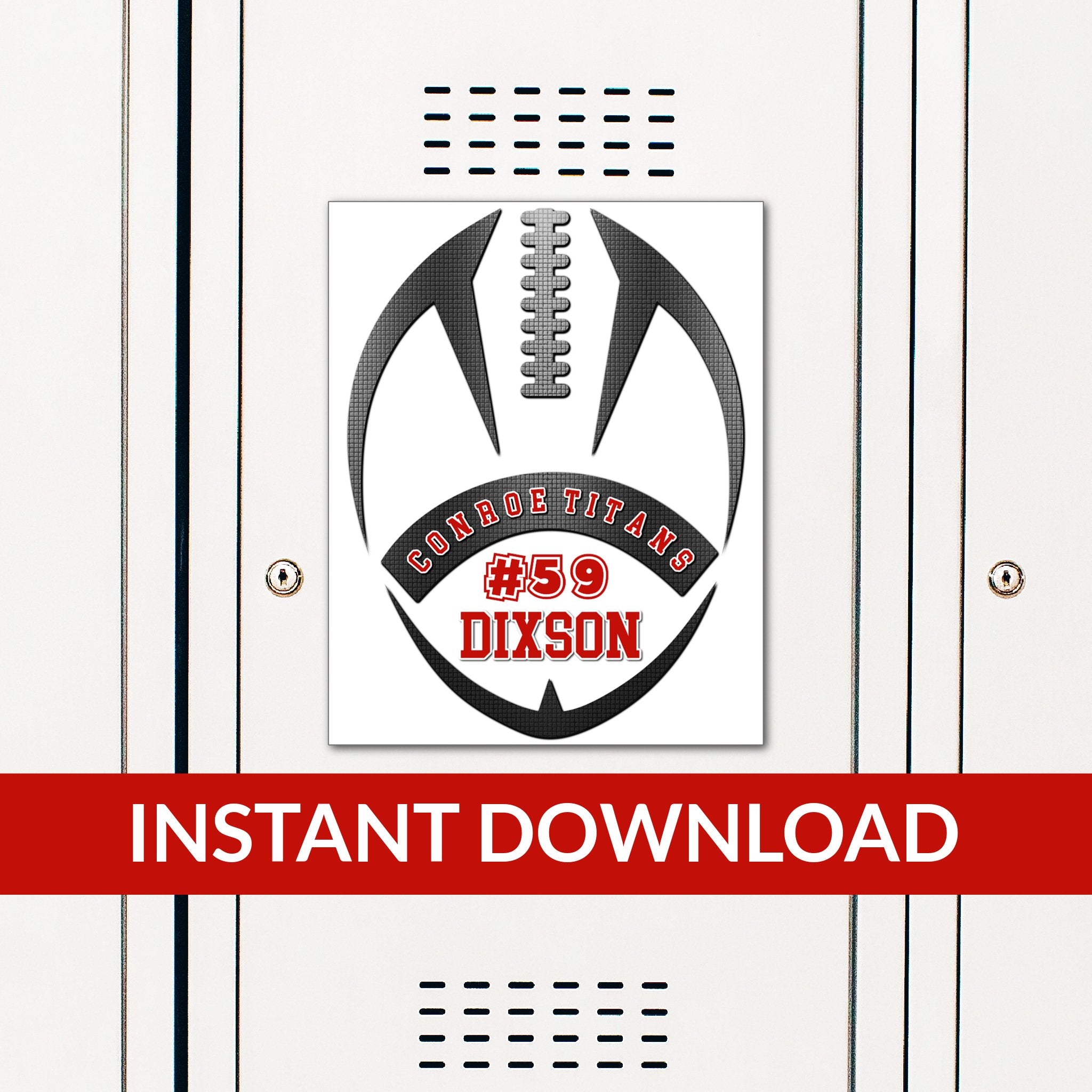 Custom Printable Football Locker Decoration in Team Colors.