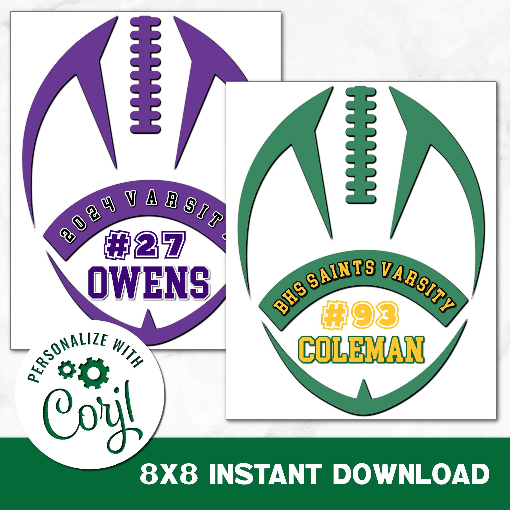 Instant Download Printable Football Sign You Can Personalize.