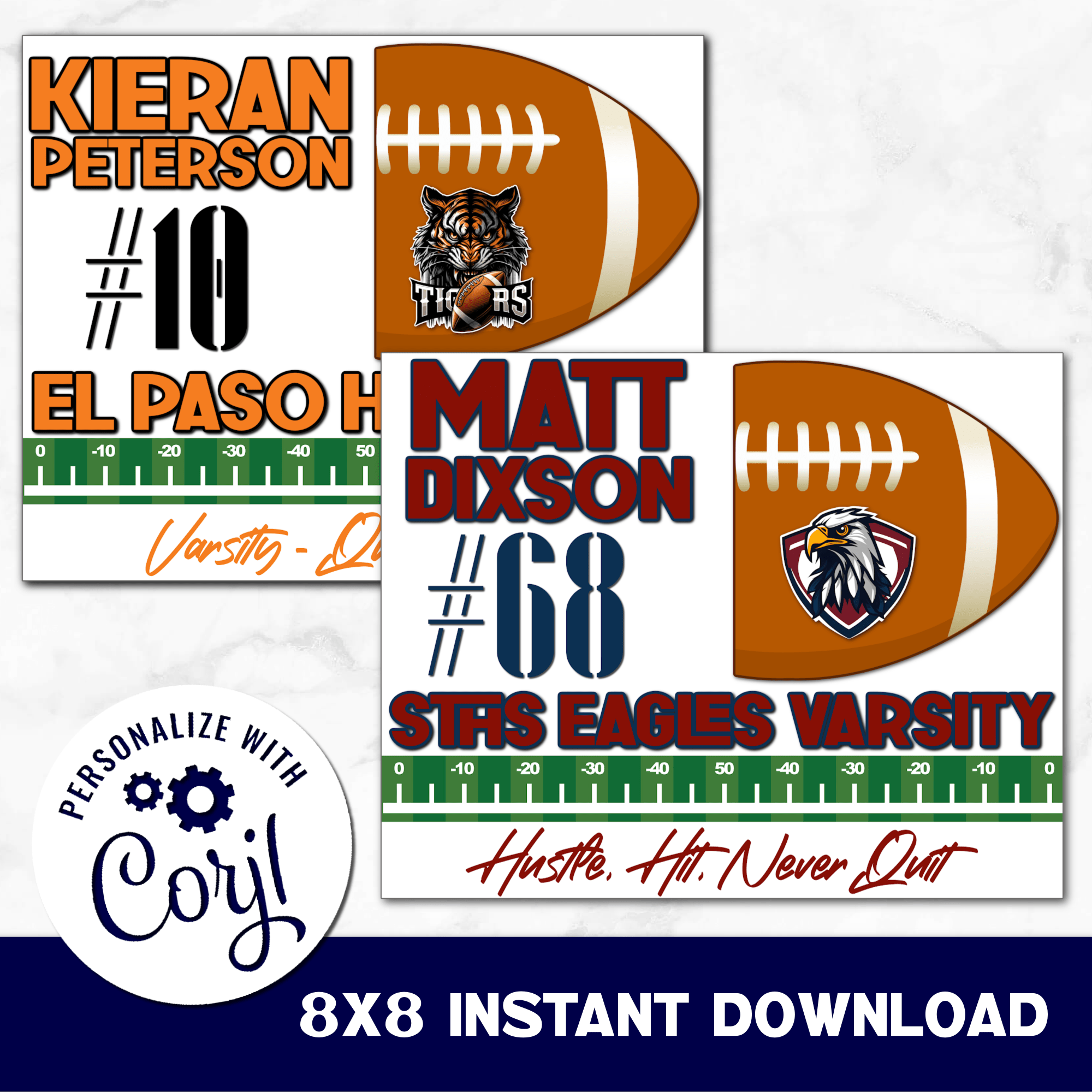 Instant Download Printable Football Sign You Can Personalize.