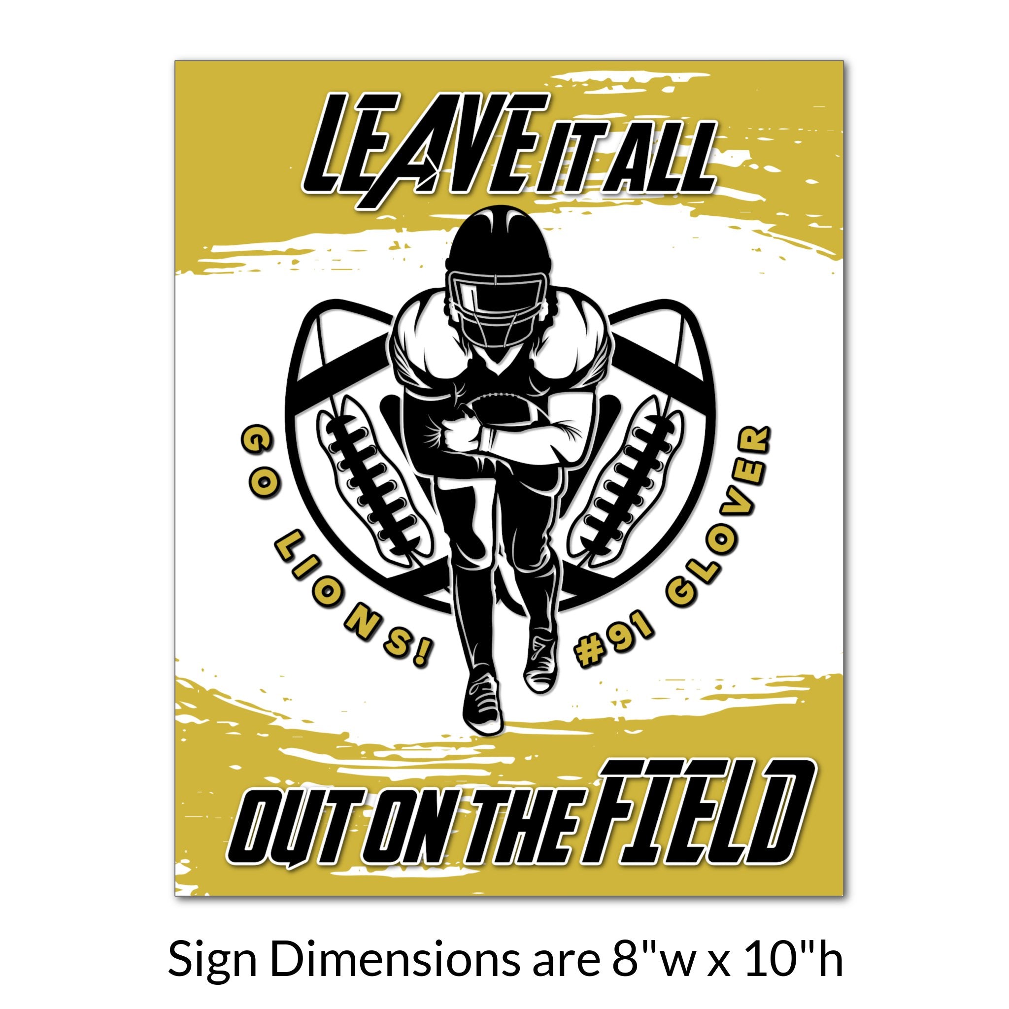 Custom Printable Football Player Leave It All on the Field Locker Tag Sign in Team Colors