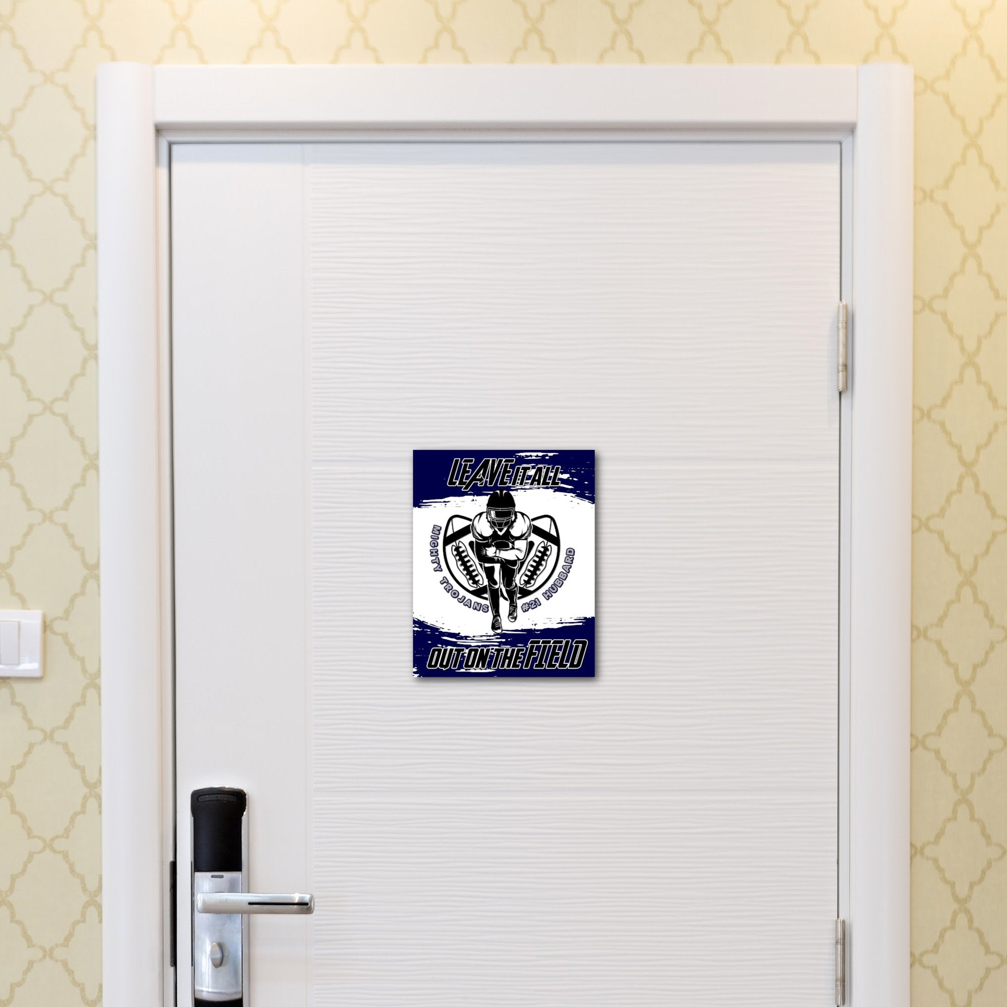 Custom Printable Football Player Hotel Door Decoration in Team Colors