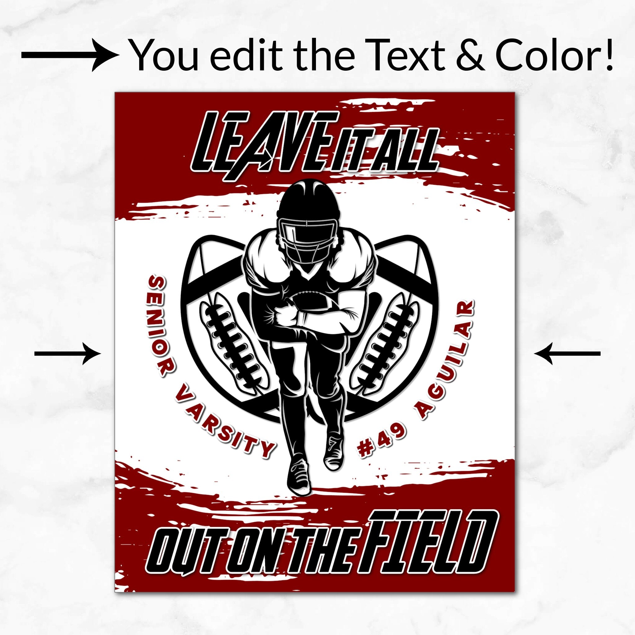 Personalized Options Shown: Customize Text and Colors For Your Team Design.