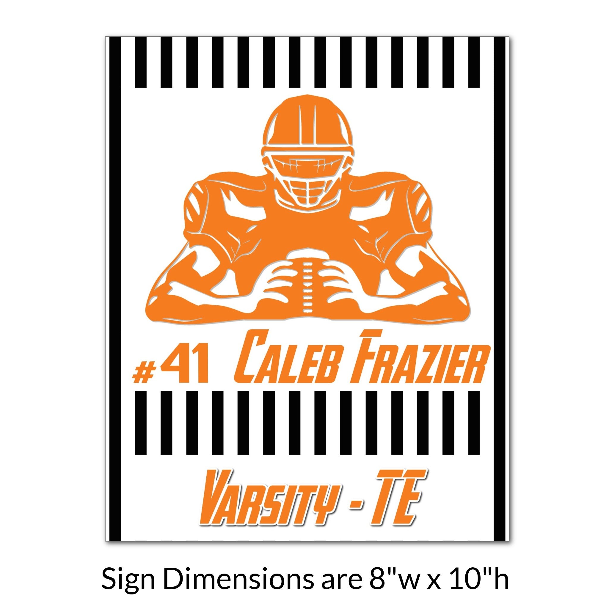 Custom Printable Striped Football Player Locker Tag Sign Dimensions.