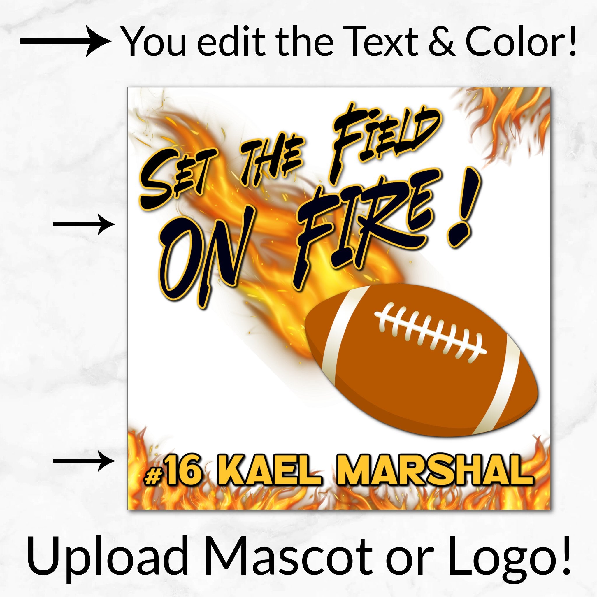 Personalized Options Shown: Customize Text and Colors For Your Team Design.