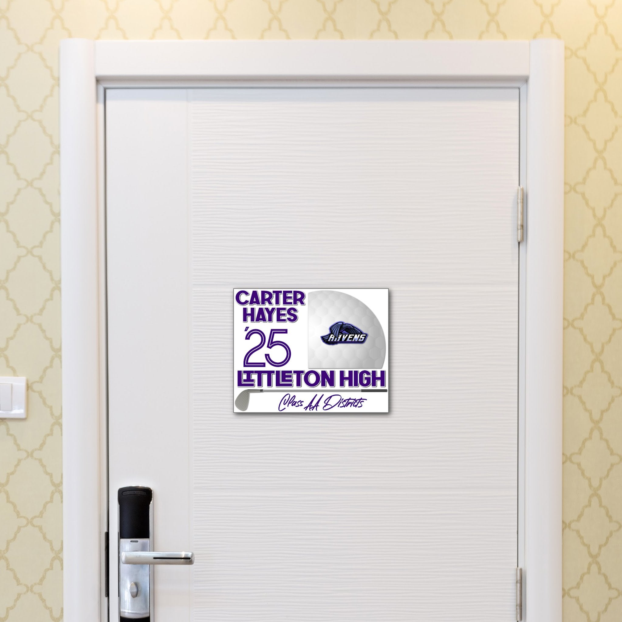 Custom Printable Golf Team Hotel Door Decoration in Team Colors.