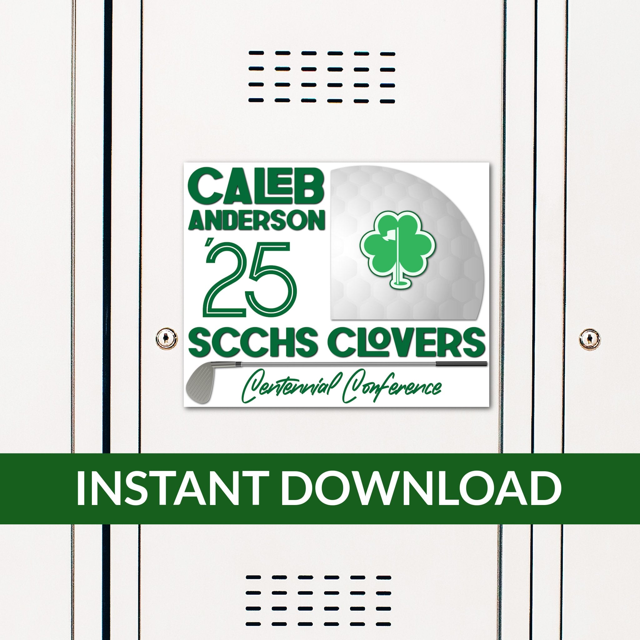 Custom Printable Golf Locker Decoration in Team Colors.