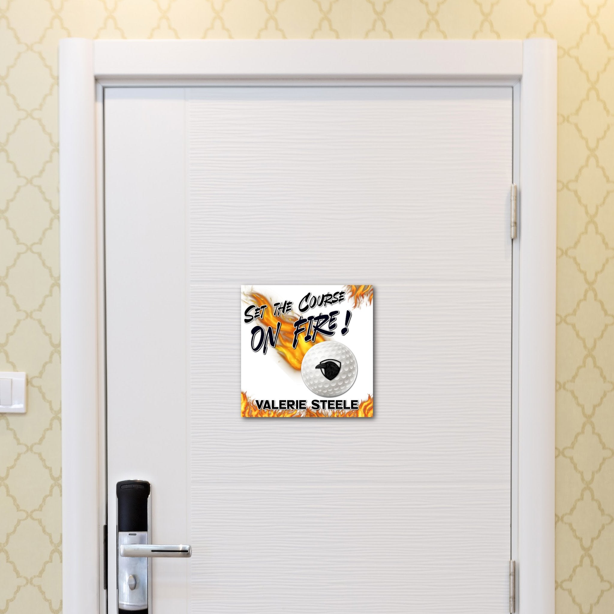 Custom Printable Golf Player Hotel Door Decoration in Team Colors.