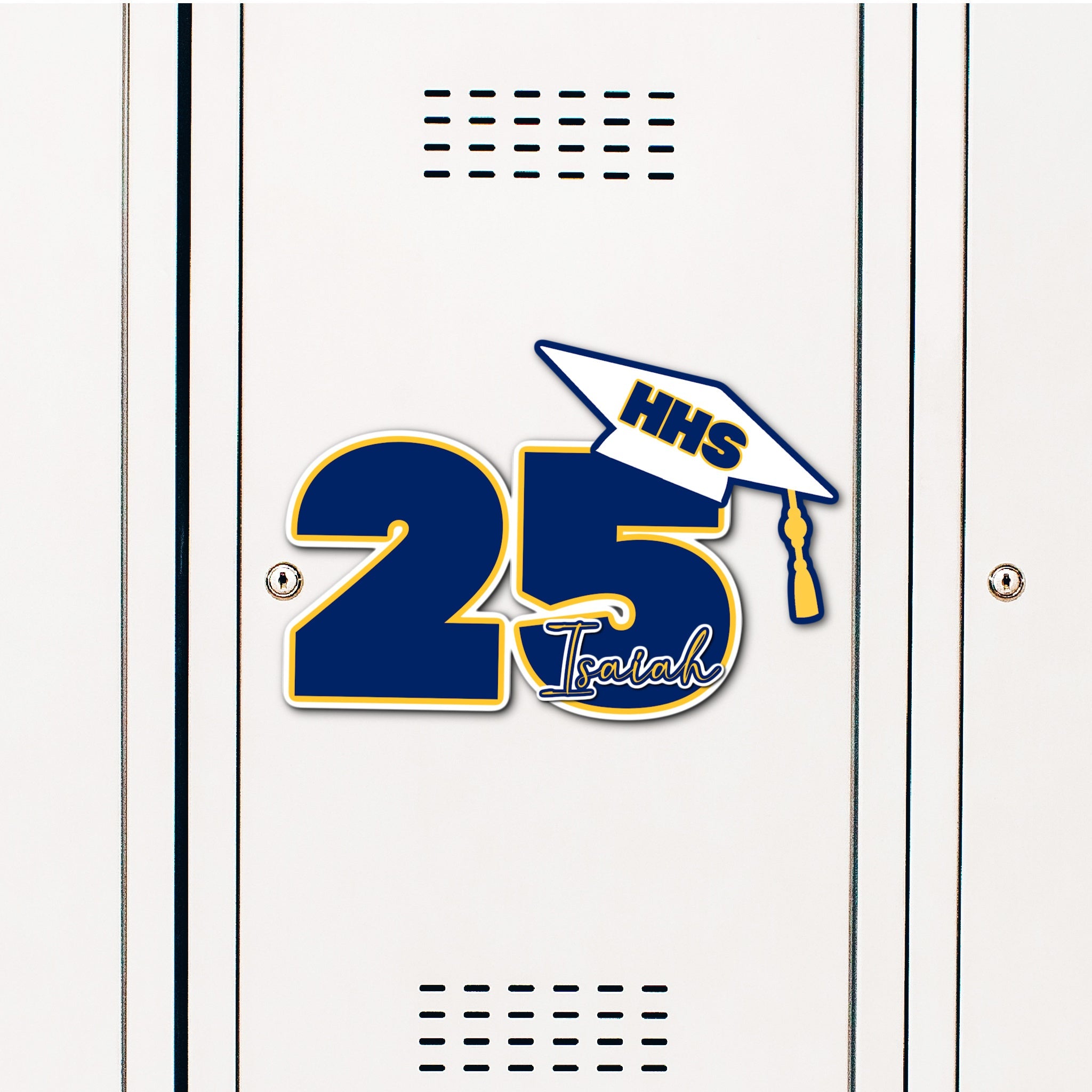 Custom Graduation Year with Grad Cap Locker Decoration in Team or School Colors.