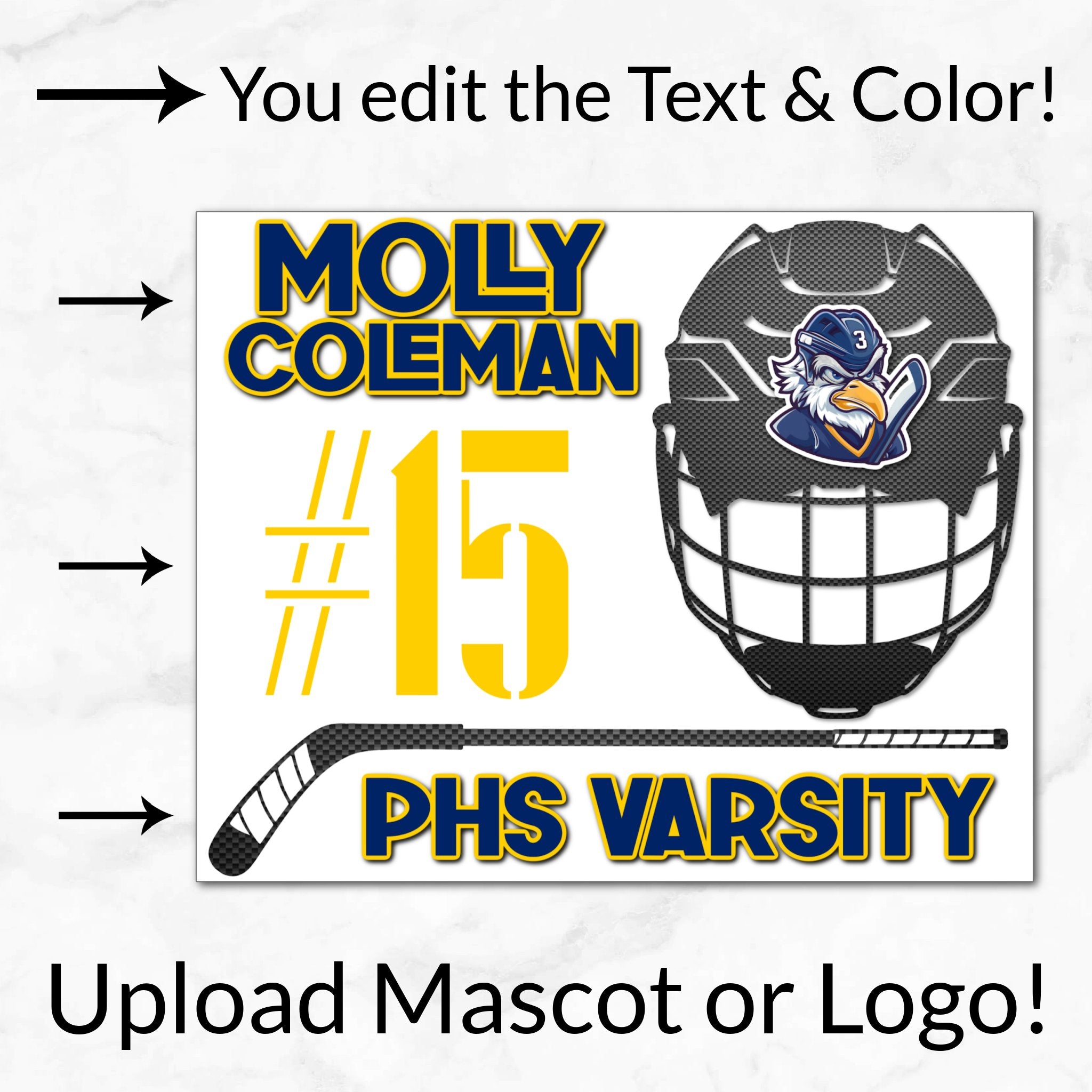 Personalized Options Shown: Customize Text and Colors For Your Team Design.