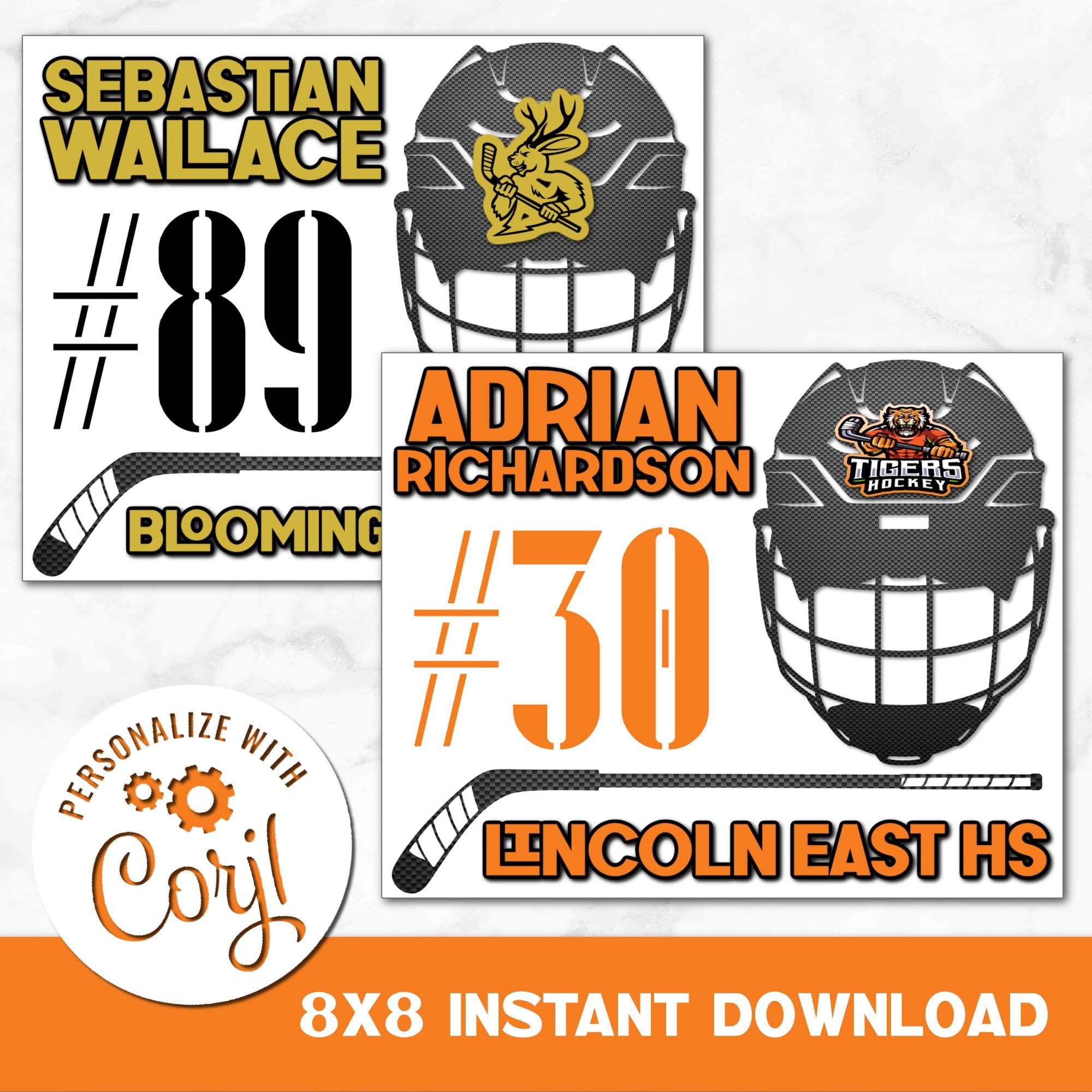 Instant Download Printable Hockey Sign You Can Personalize.