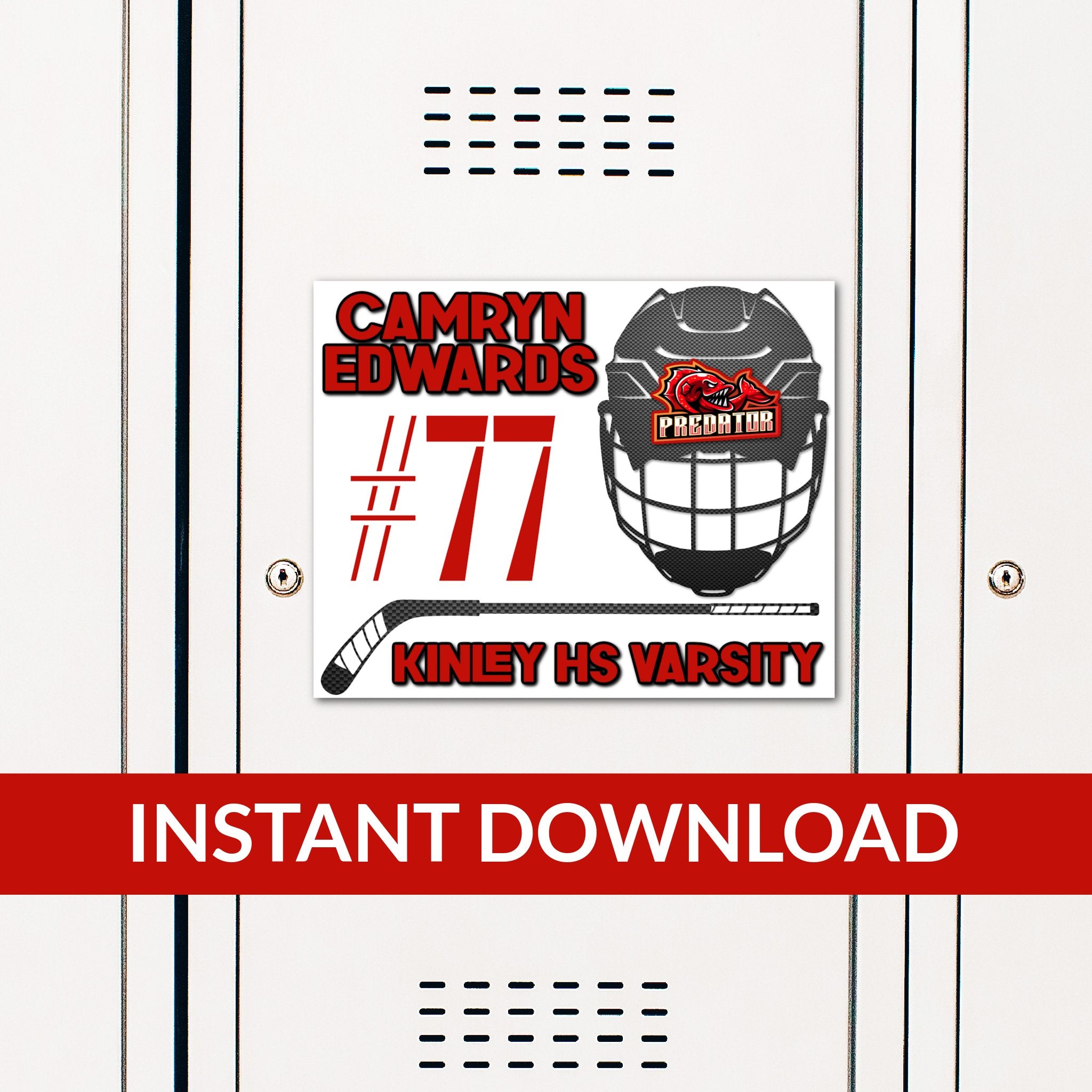 Custom Printable Hockey Locker Decoration in Team Colors.