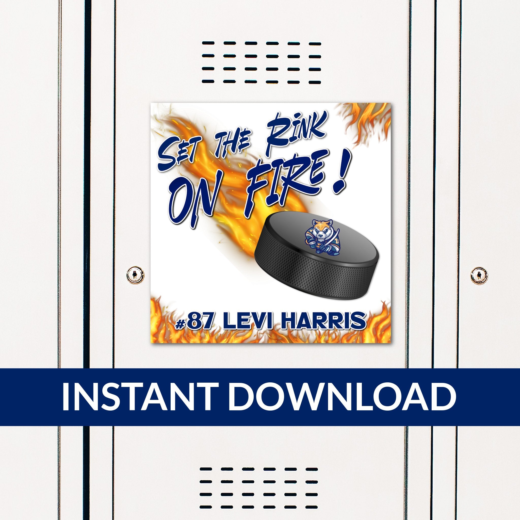 Custom Printable Hockey Locker Decoration in Team Colors.