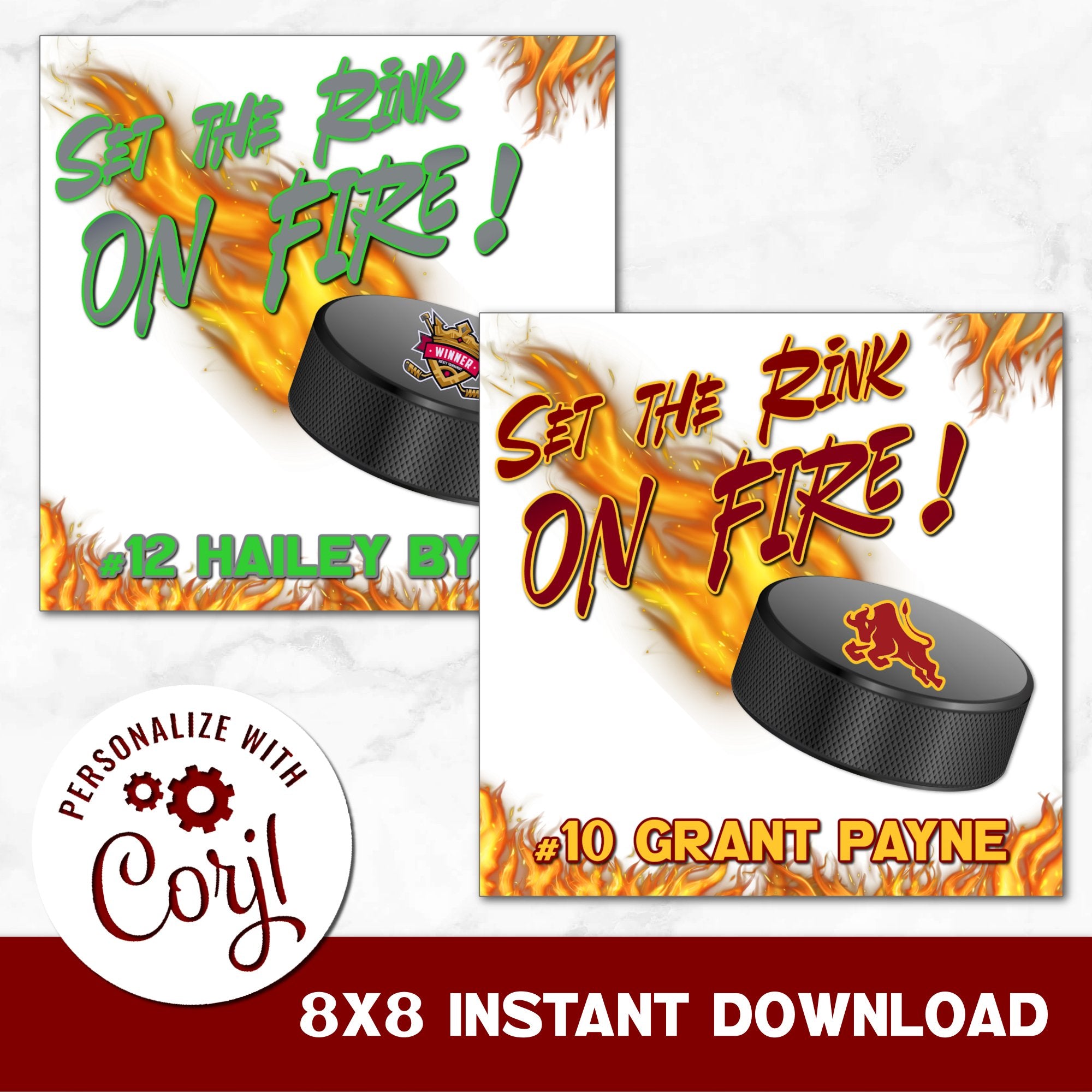 Instant Download Printable Hockey Sign You Can Personalize in Corjl.