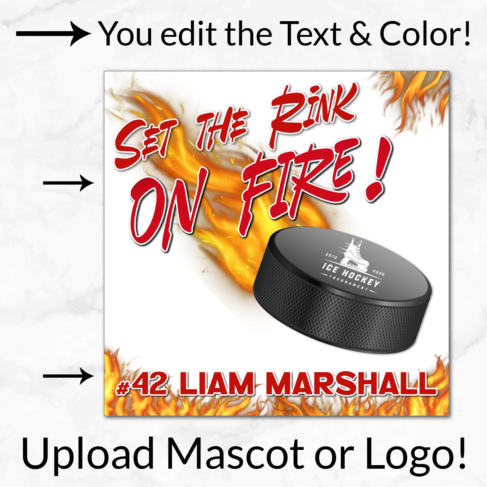 Personalized Options Shown: Customize Text and Colors For Your Team Design.