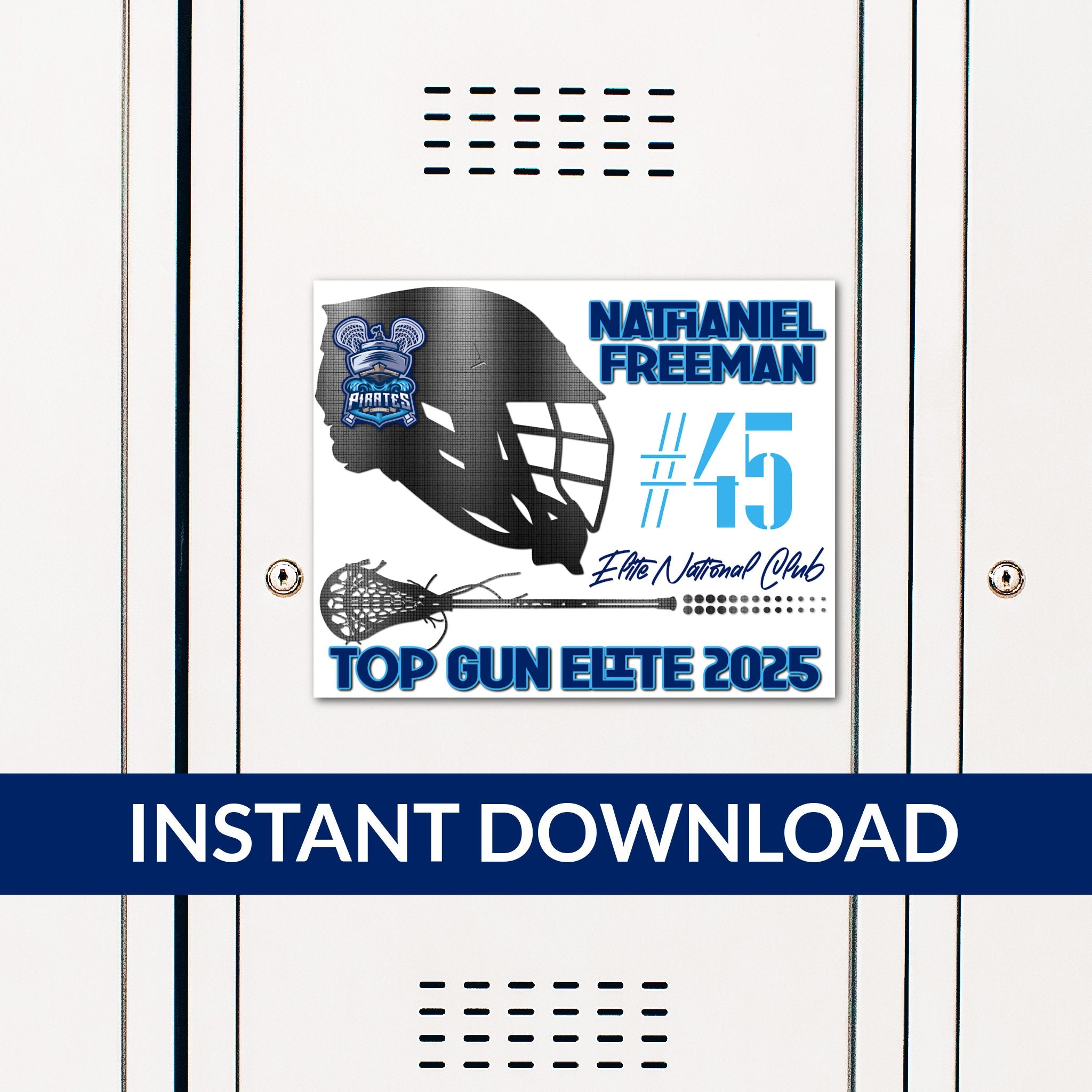 Custom Printable Lacrosse Locker Decoration in Team Colors.
