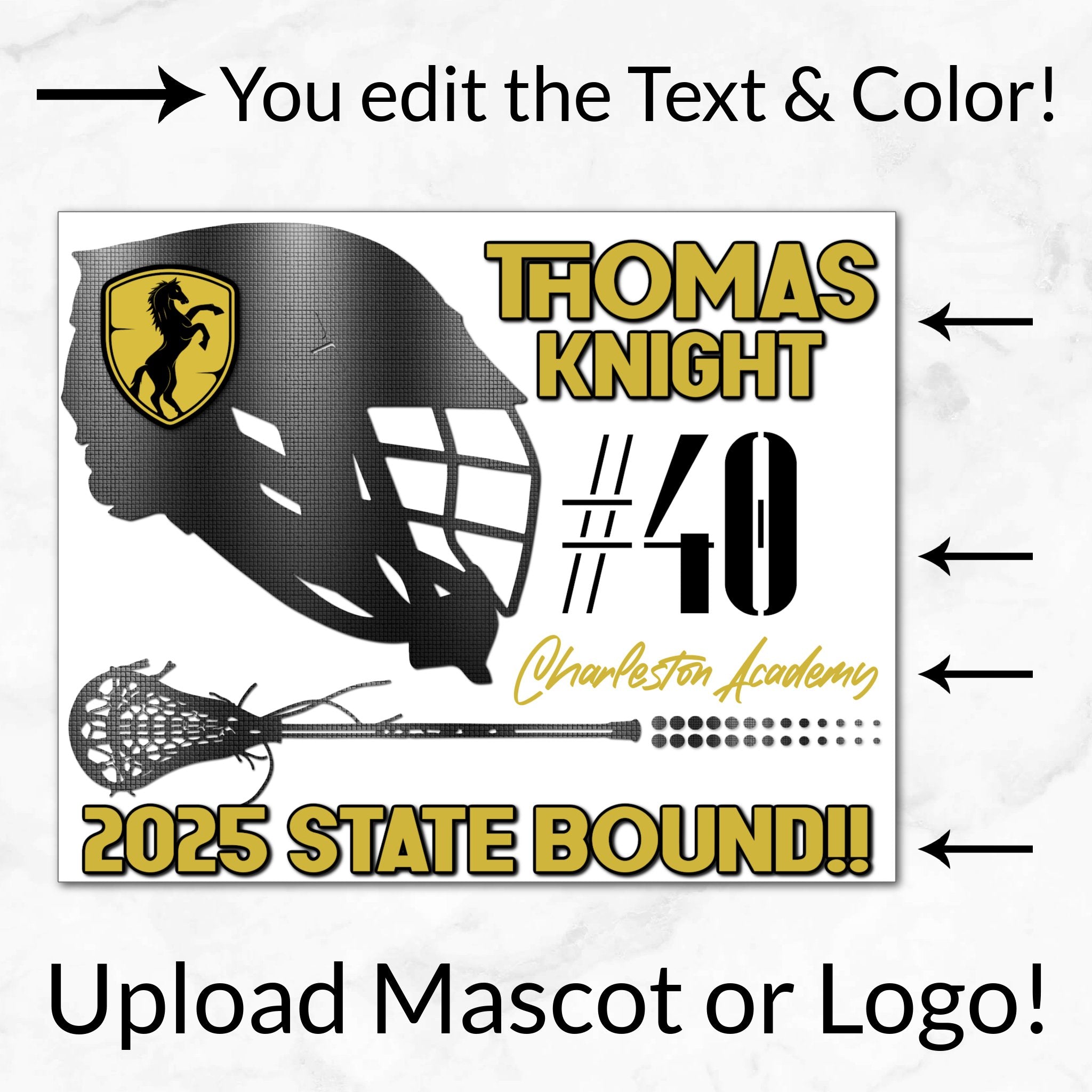 Personalized Options Shown: Customize Text and Colors For Your Team Design.