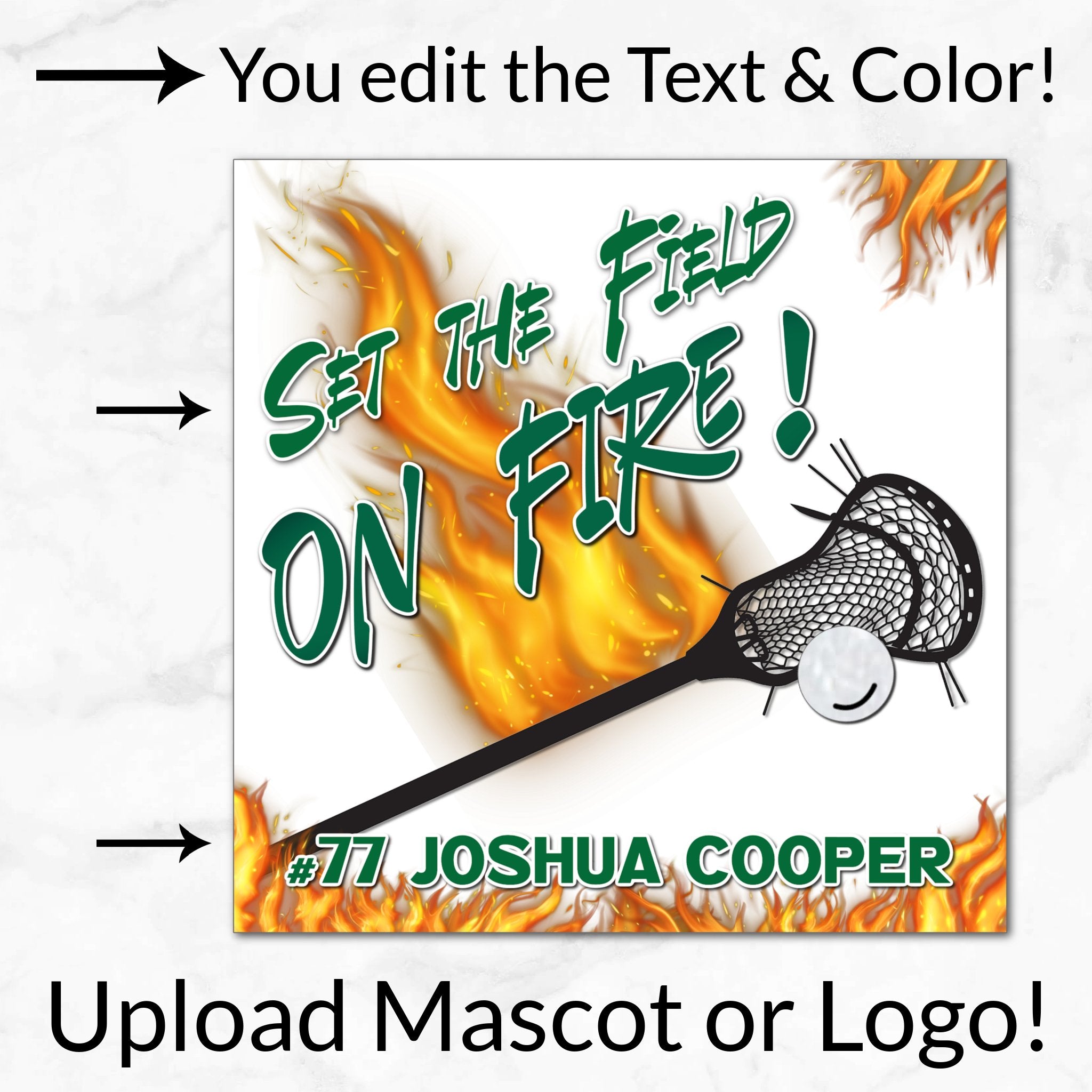 Personalized Options Shown: Customize Text and Colors For Your Team Design.