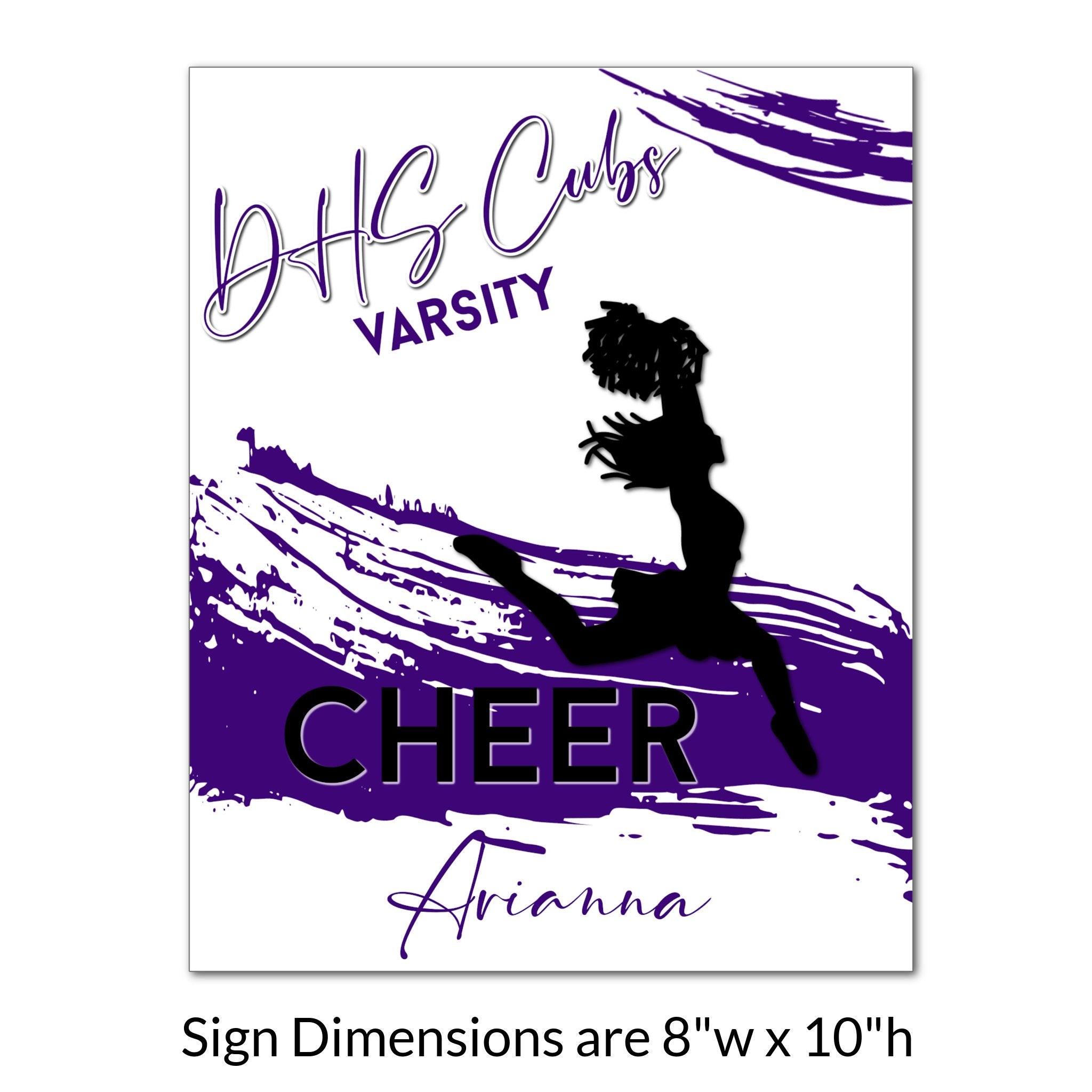 Custom Printable Leaping Cheerleader or Dancer Locker Tag Sign in Team Colors