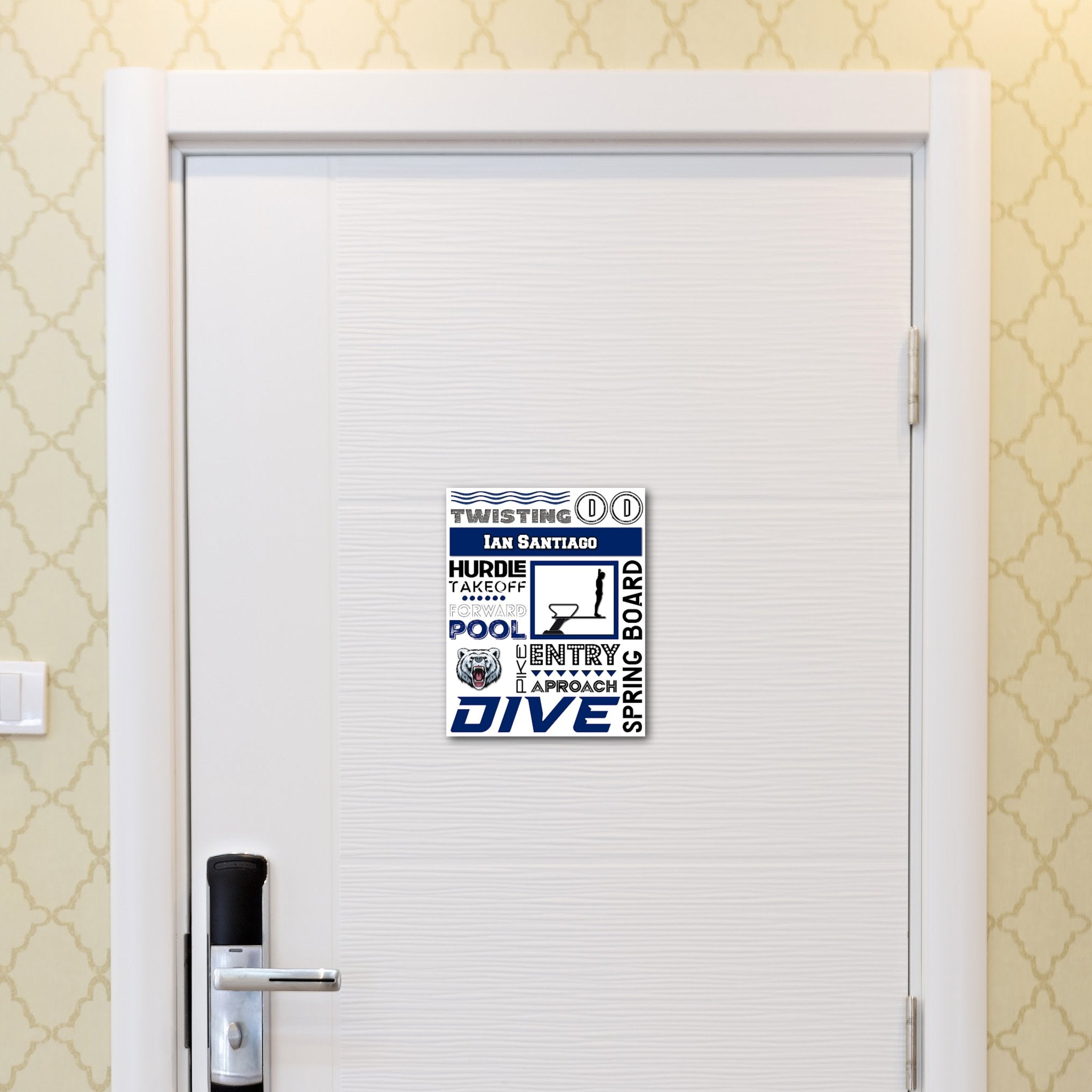 Custom Printable Dive Team Hotel Door Decoration in Team Colors