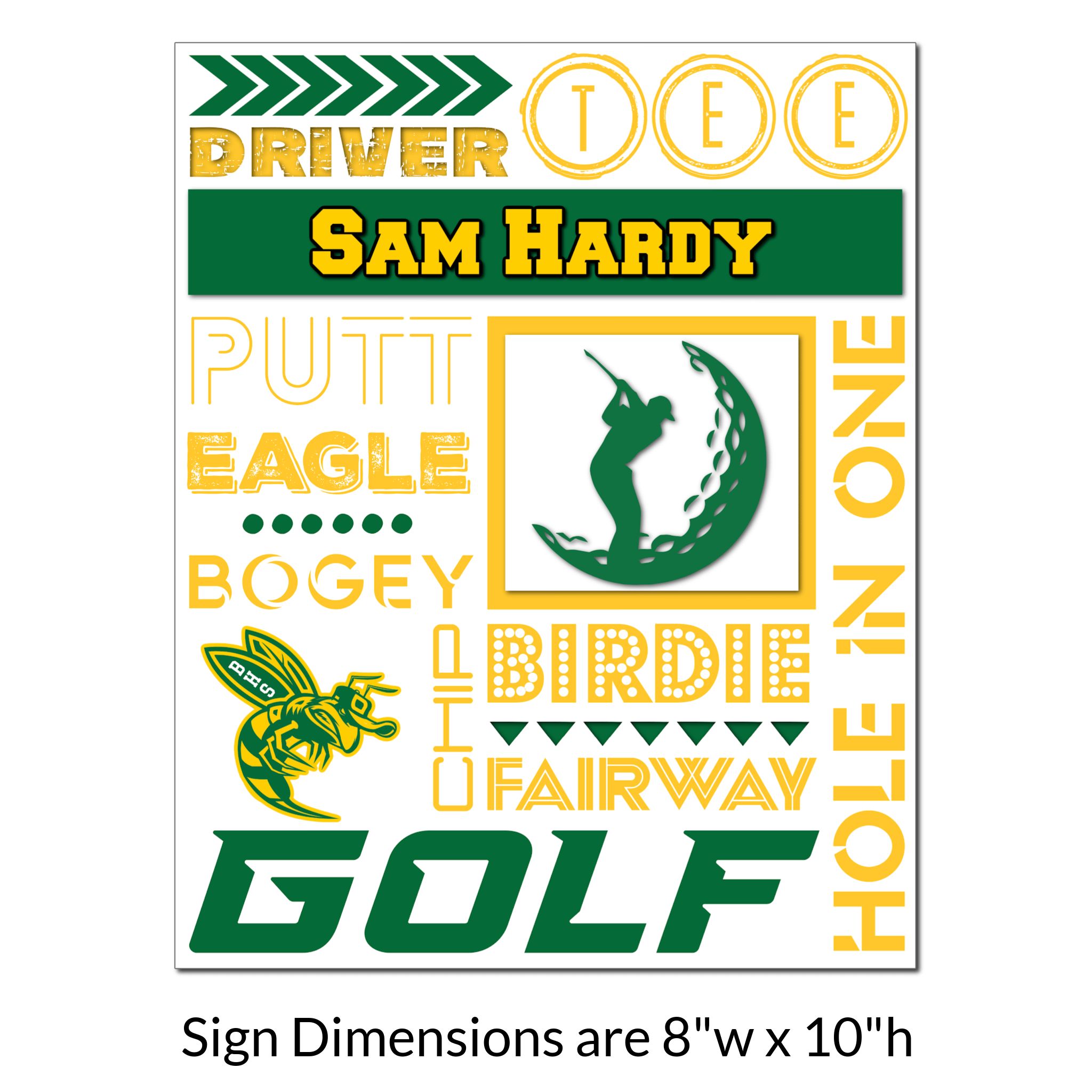 Custom Printable Boys's Golf Collage Locker Decoration in Team Colors.
