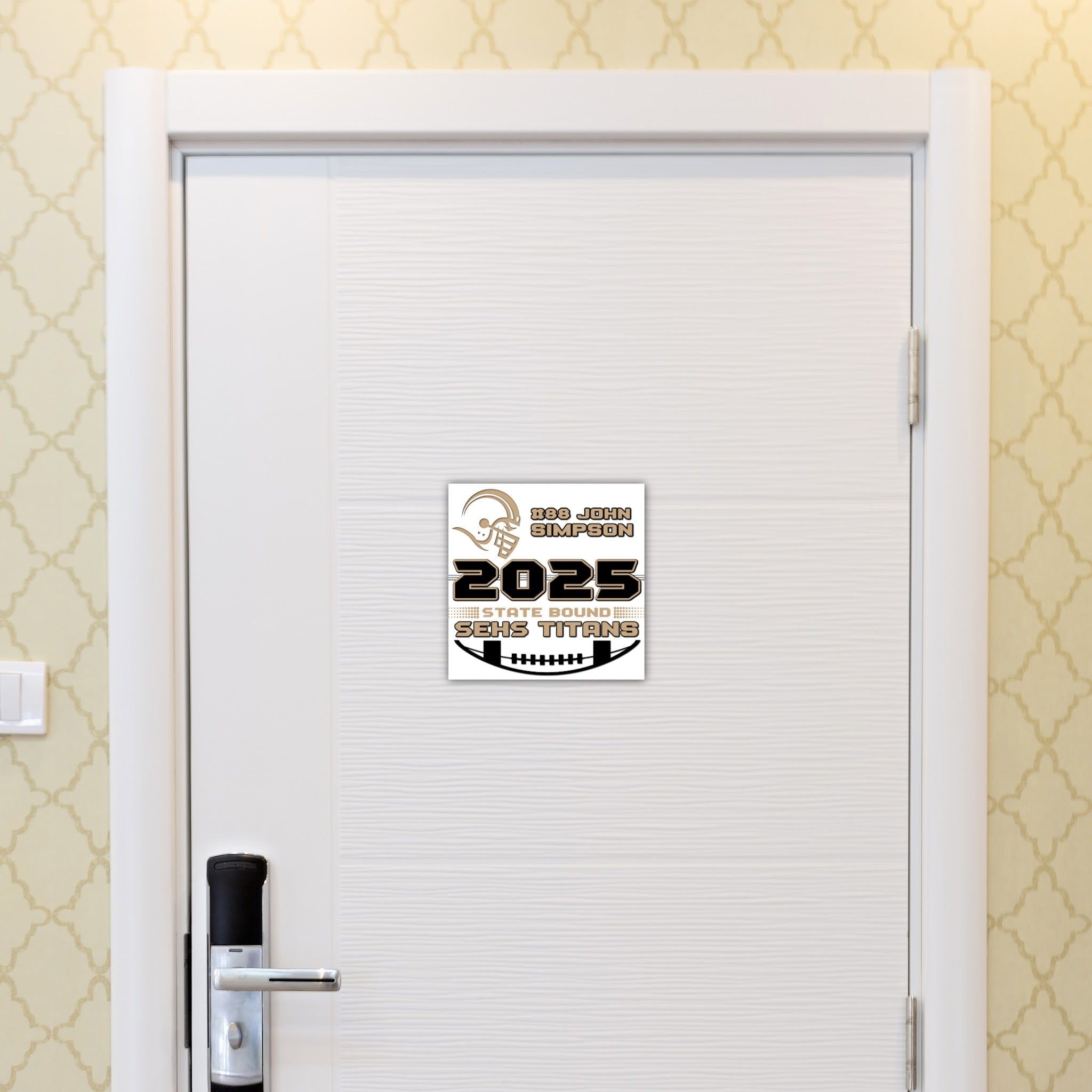 Custom Printable Football Camp Hotel Door Decoration in Team Colors.
